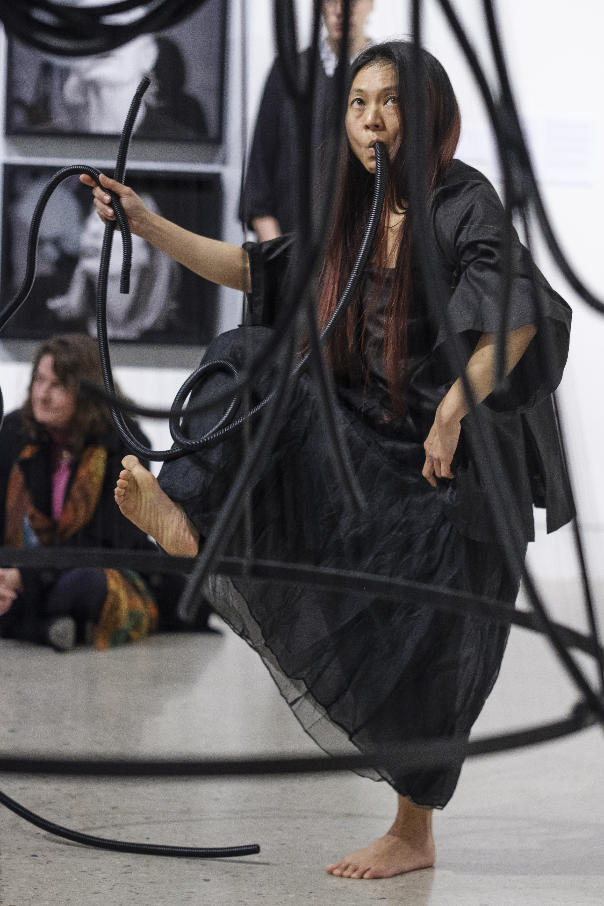 SFTB #1 performance-sculptural installation, with every breath group exhibition curated by Rilka Oakley, Blue Mountains City Gallery Photo: David Brazil