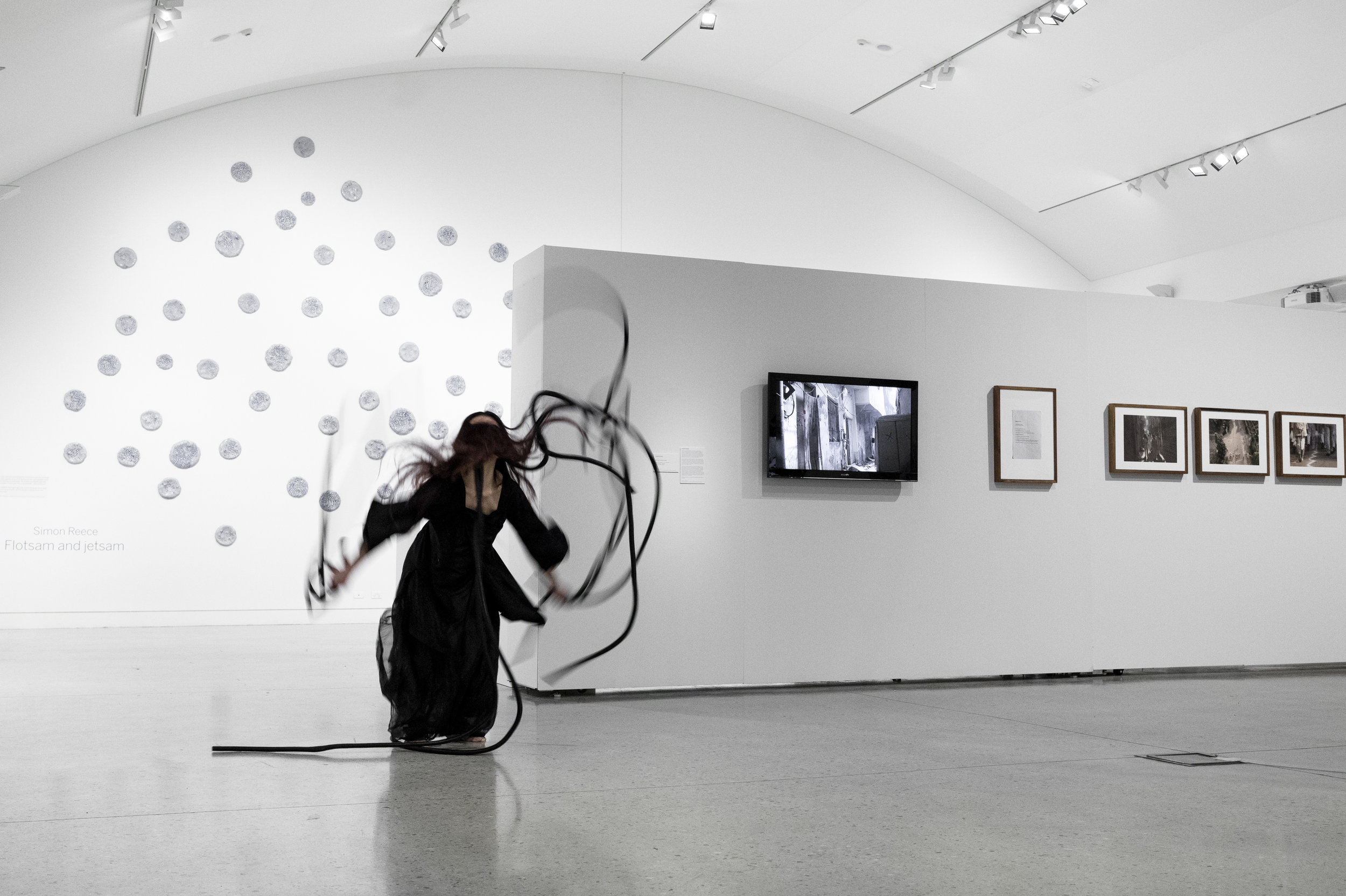 SFTB #1 performance-sculptural installation, with every breath group exhibition curated by Rilka Oakley, Blue Mountains City Gallery Photo: Silversalt photography