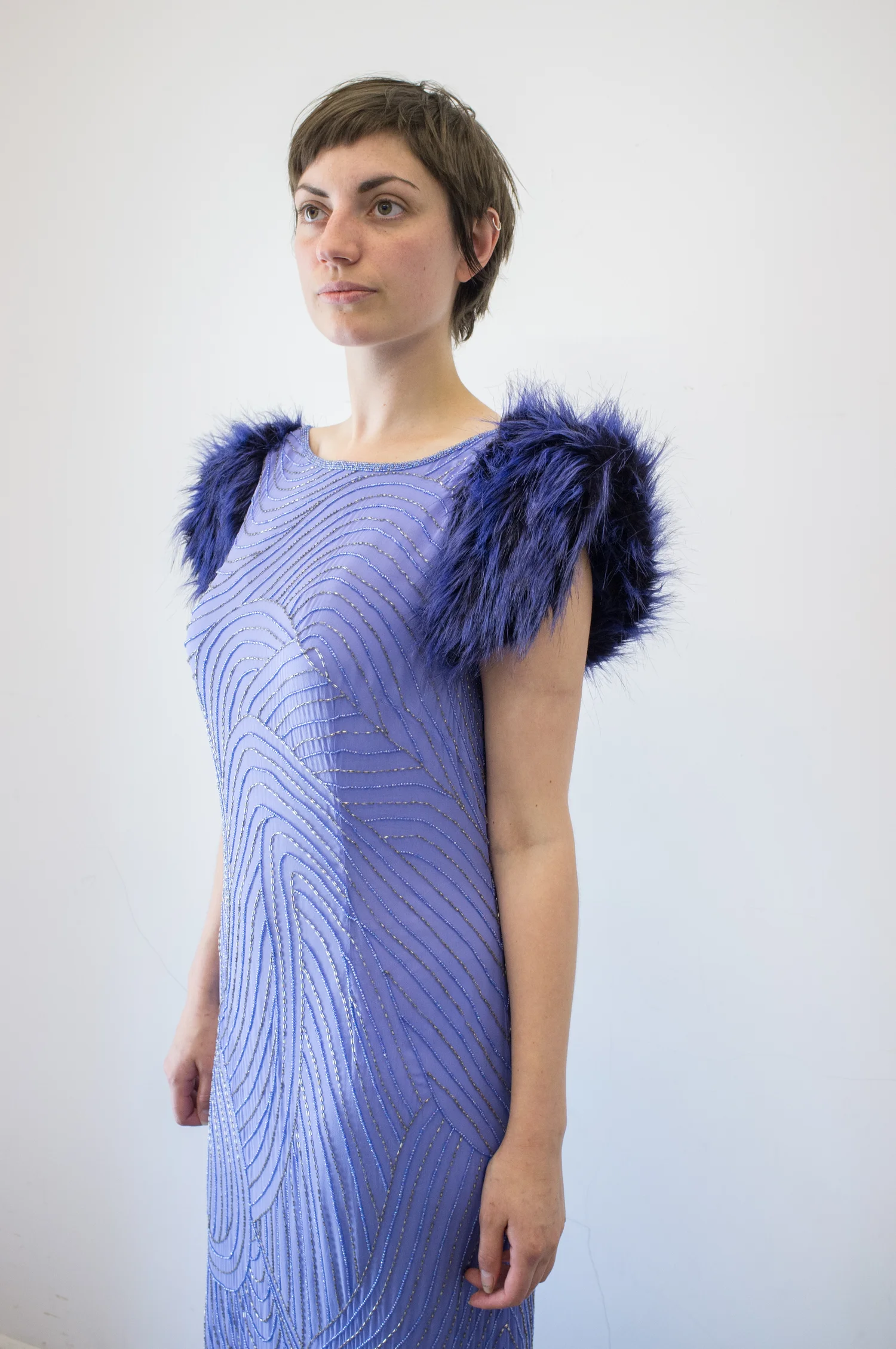 1980 Sky Blue Evening Gown (Size 16)  Ellery Design