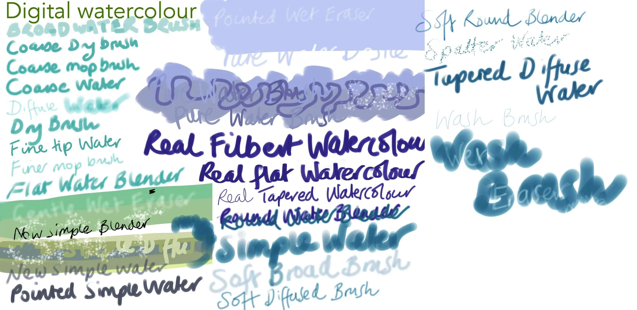 Corel Painter 12 - "Digital Watercolour" brush variants