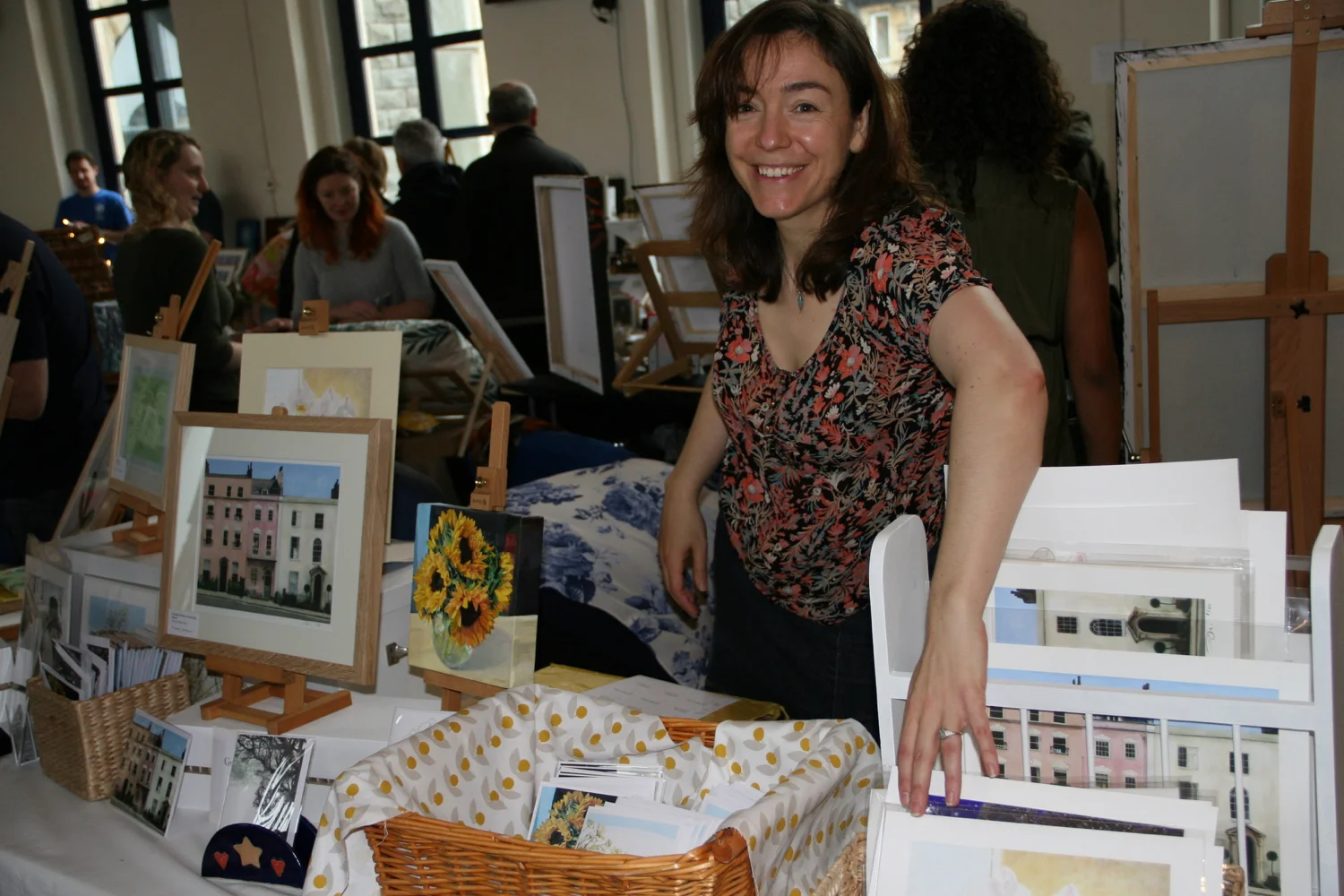 Setting up at the Pop Up Art Sale