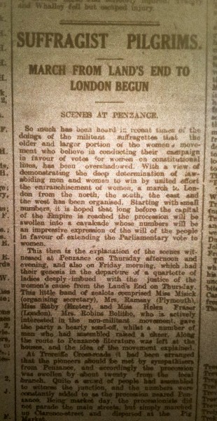 Newspaper extract from The Cornishman, 21 June 1913.