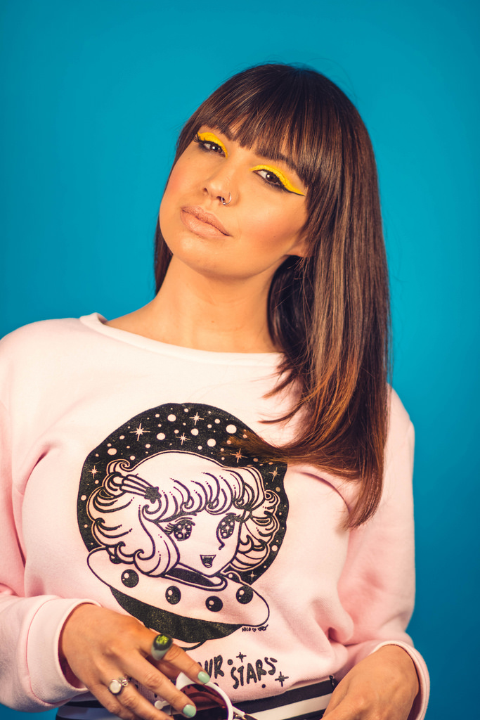Pastel pink Show Me Your Stars sweatshirt by Monster Lou. More like it here .