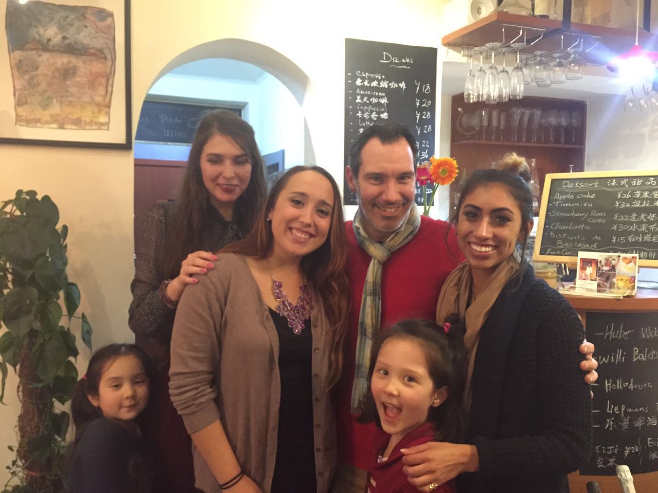 Girls' nights at a French restaurant down the road owned by this French guy and his Chinese wife. French + Chinese = these two beautiful, dark-haired, blue-eyed, trilingual daughters. 