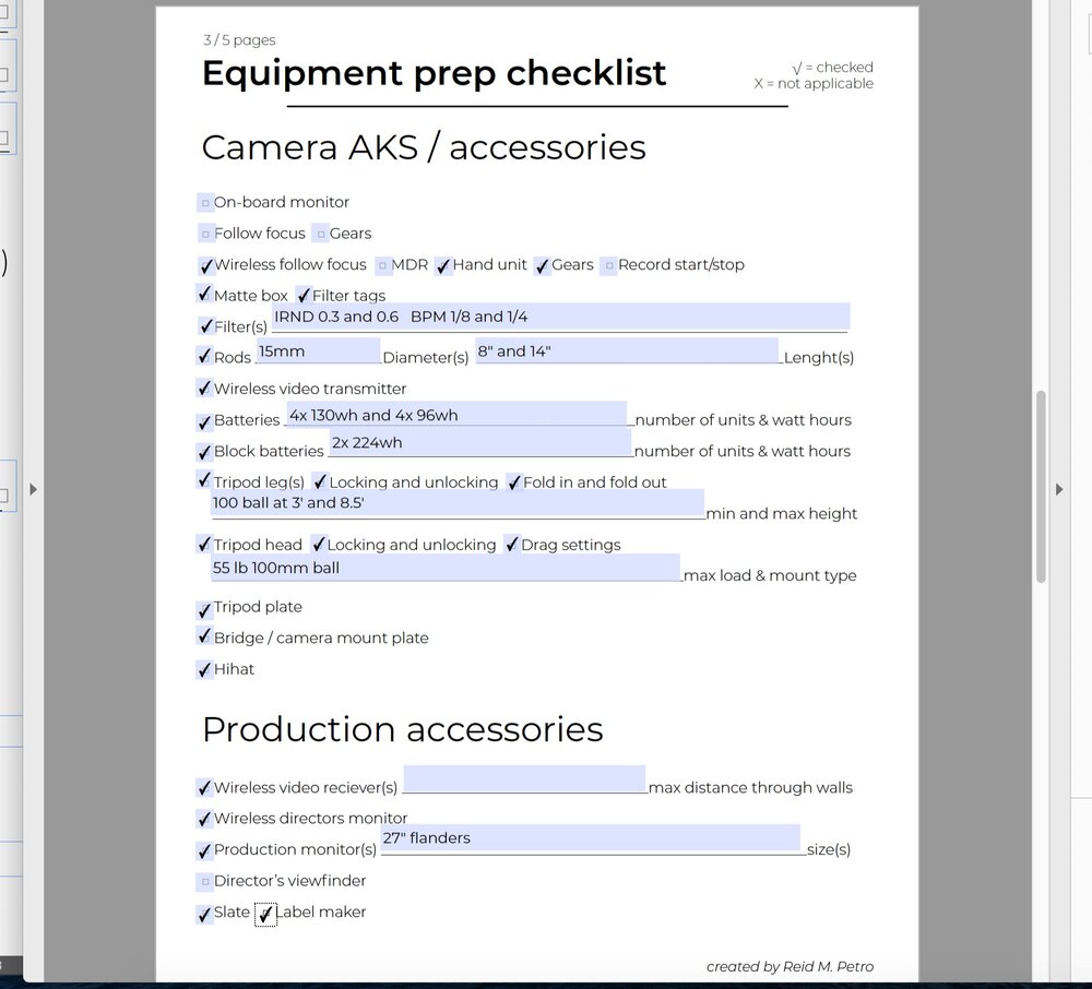 Camera Prep Checklist 2