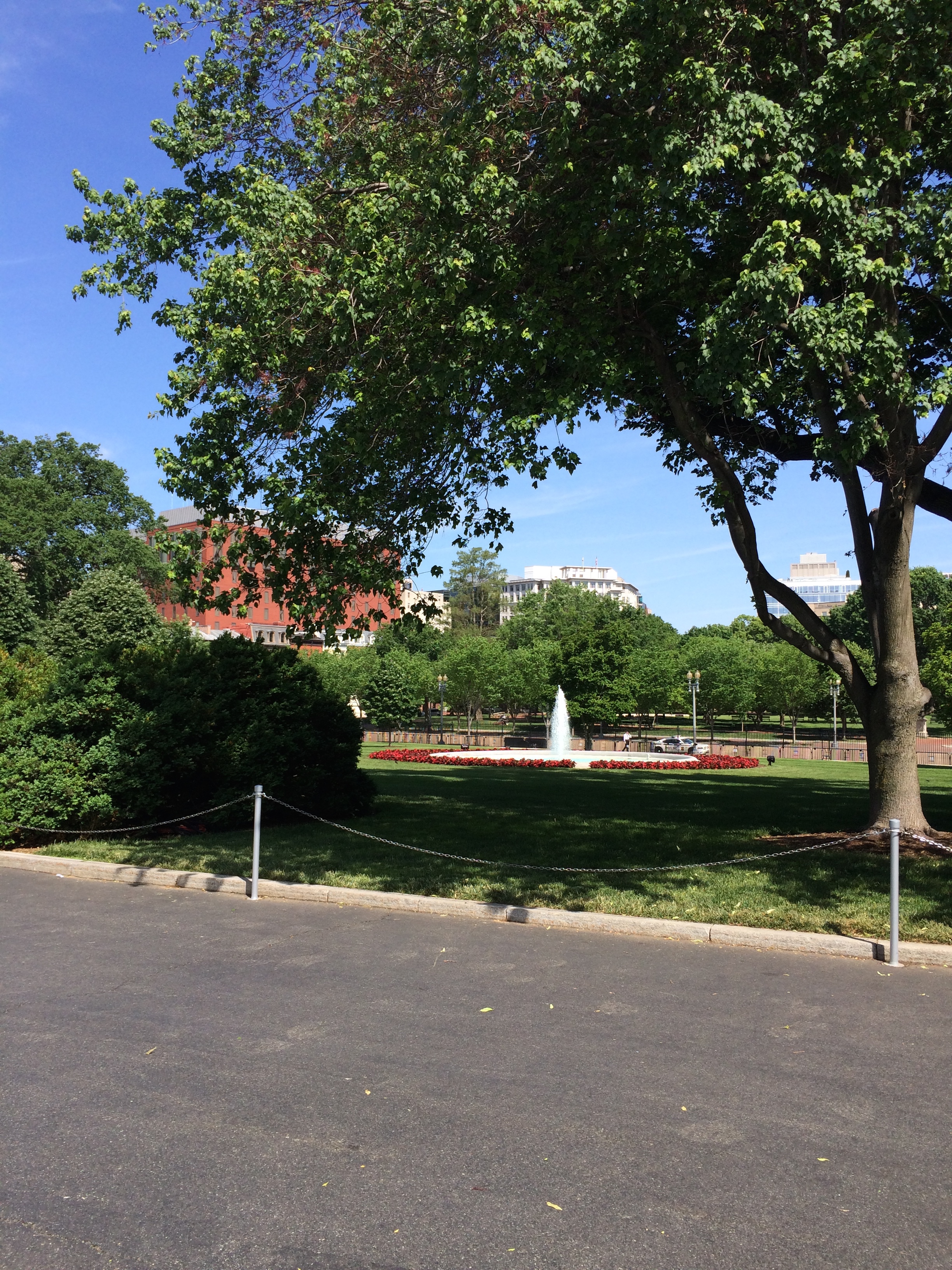 View of White House fountain from the East Wing.