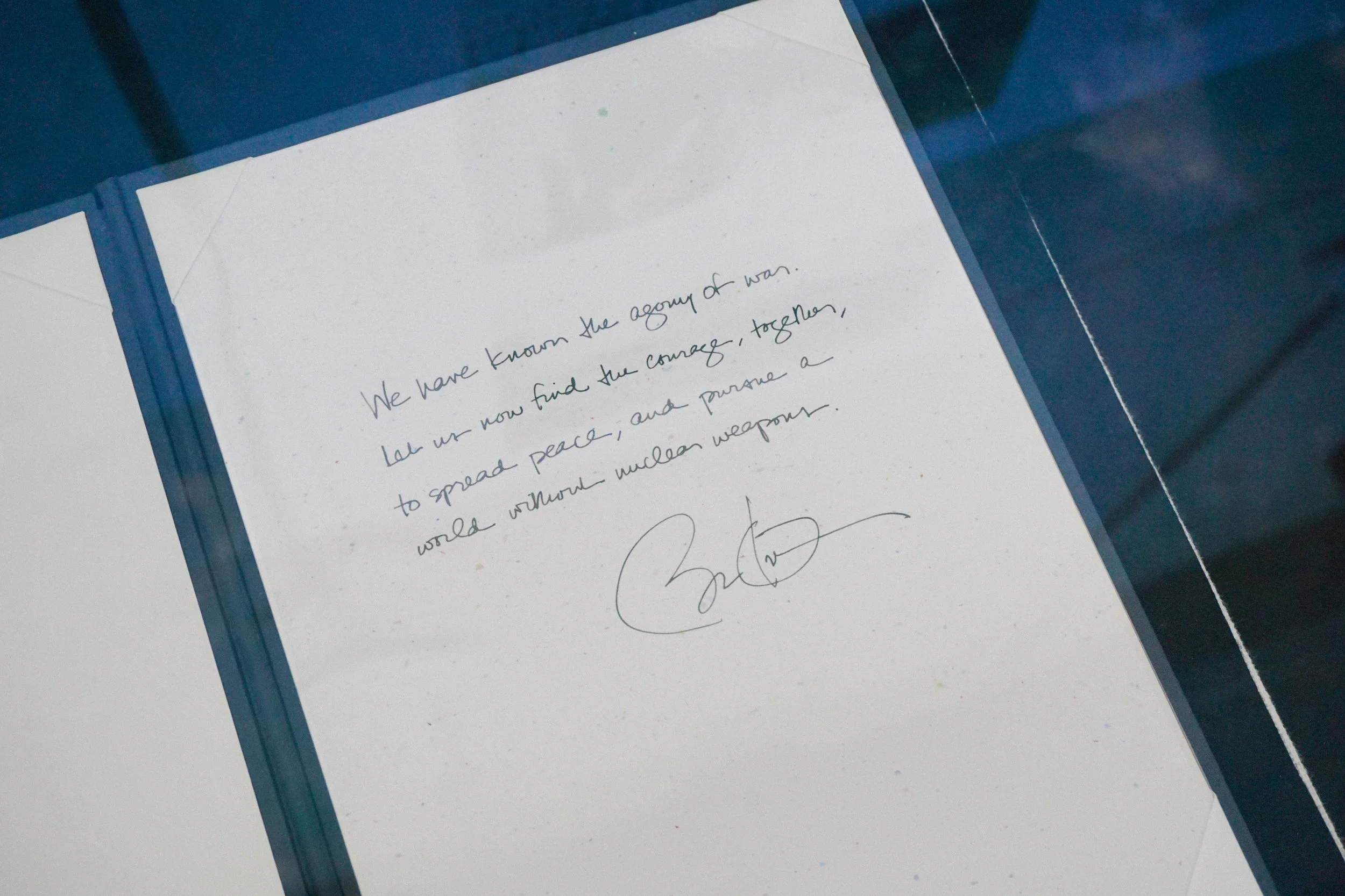 "We have known the agony of war. Let us now find the courage, together, to spread peace, and pursue a world without nuclear weapons." - Barack Obama. By the way — flipping through the guestbook at the museum was the coolest! It included notes from figures from Mother Teresa to Jimmy Carter.