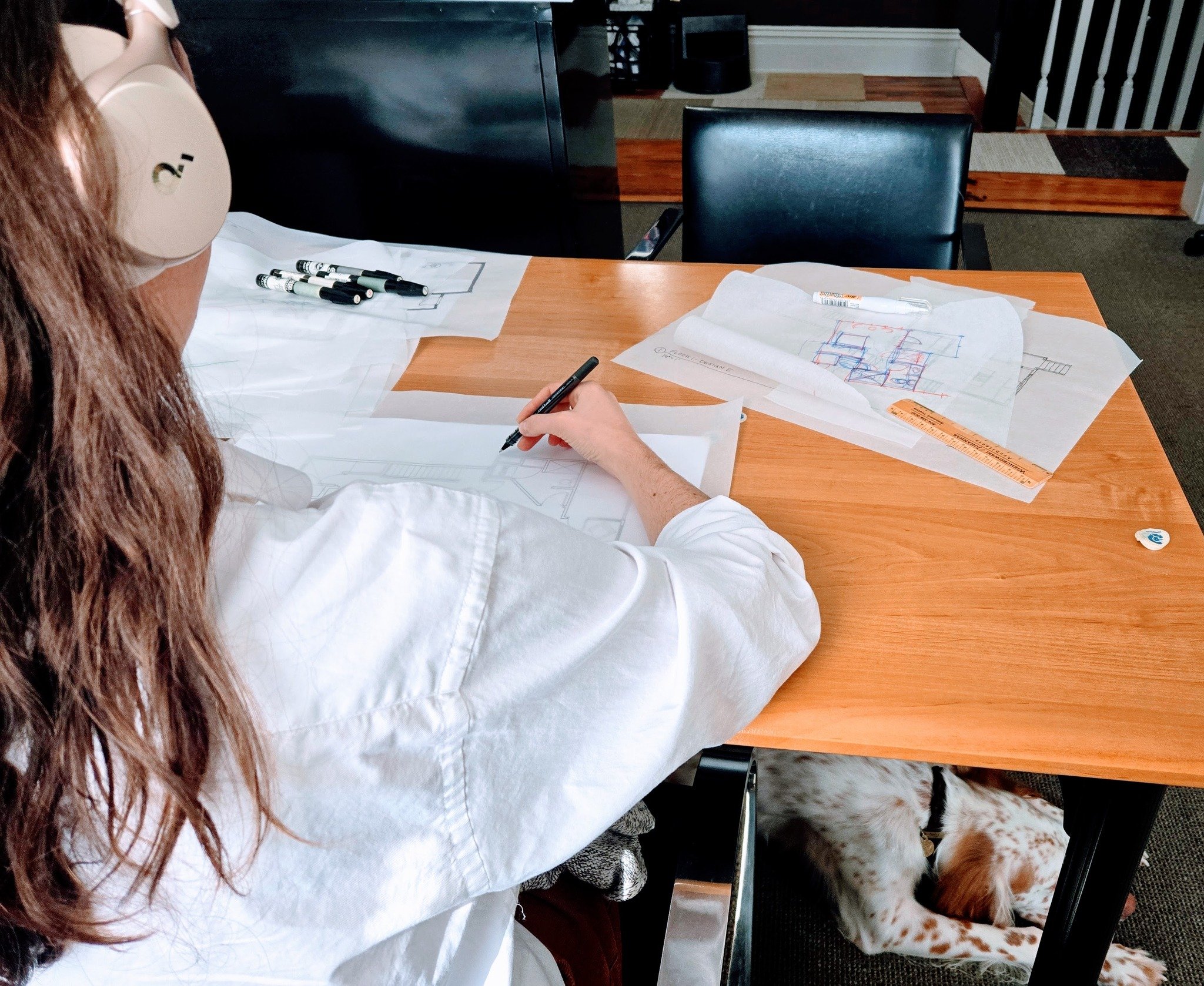 Talia is hard at work prepping for a presentation later today! The office dog, Beren, is always helpful too 😎

#johannasdesign #johannasdesigngroup #rva #richmond #richmondva #rivercity  #architect #architecture #design #sketch