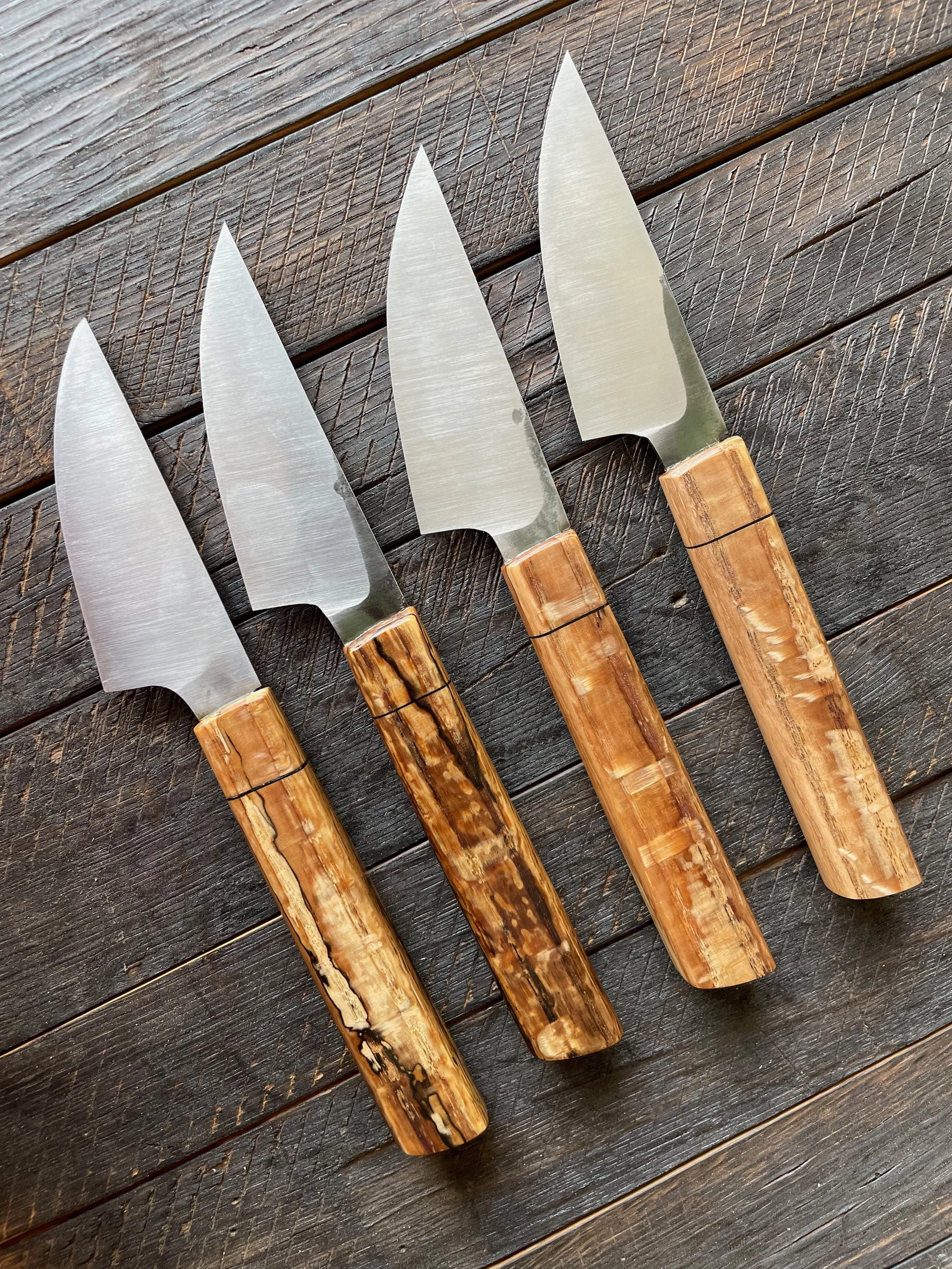 Stainless Steak Knife Set with Spalted Oak