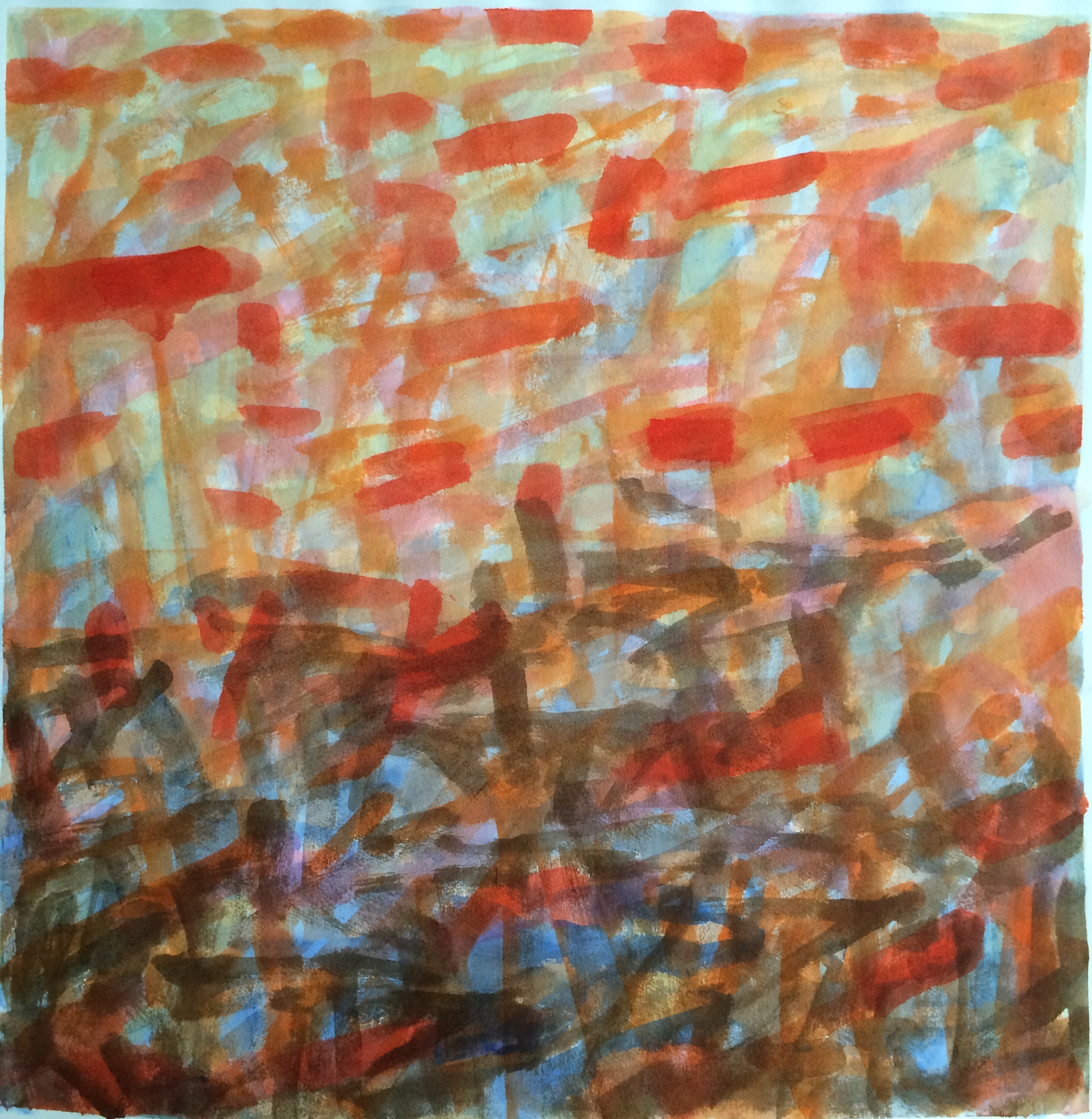 Red and Blue ink on paper 22in x 22in