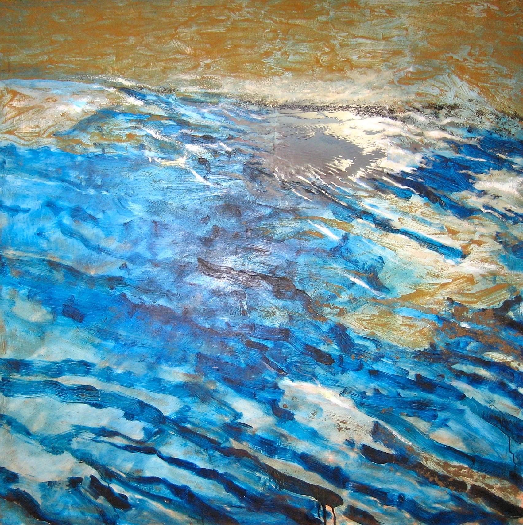 Metamorphosis of the Ocean mixed media on wood panel 48in x 48in