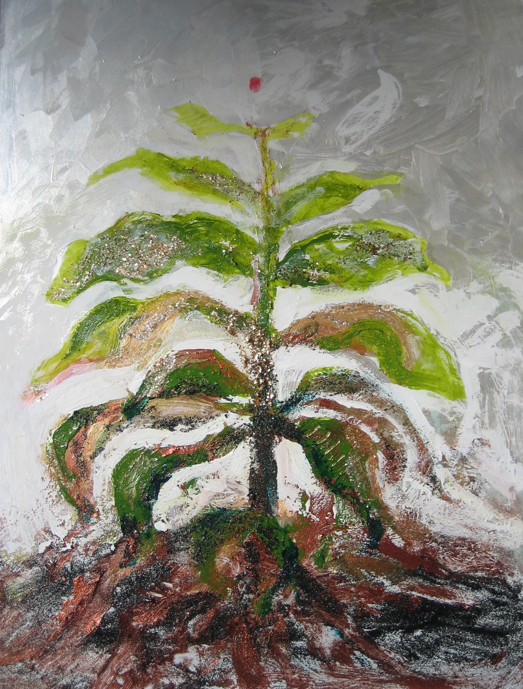 Transformation of Archetypal Plant - night blossom acrylic on wood panel 18in x 24in