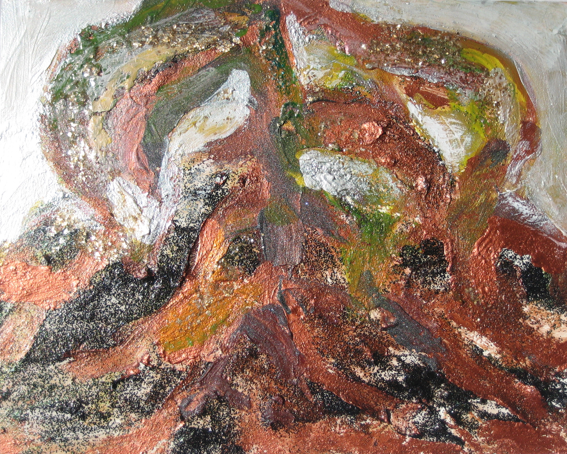 Transformation of Archetypal Plant - roots acrylic on wood panel 10in x 12in