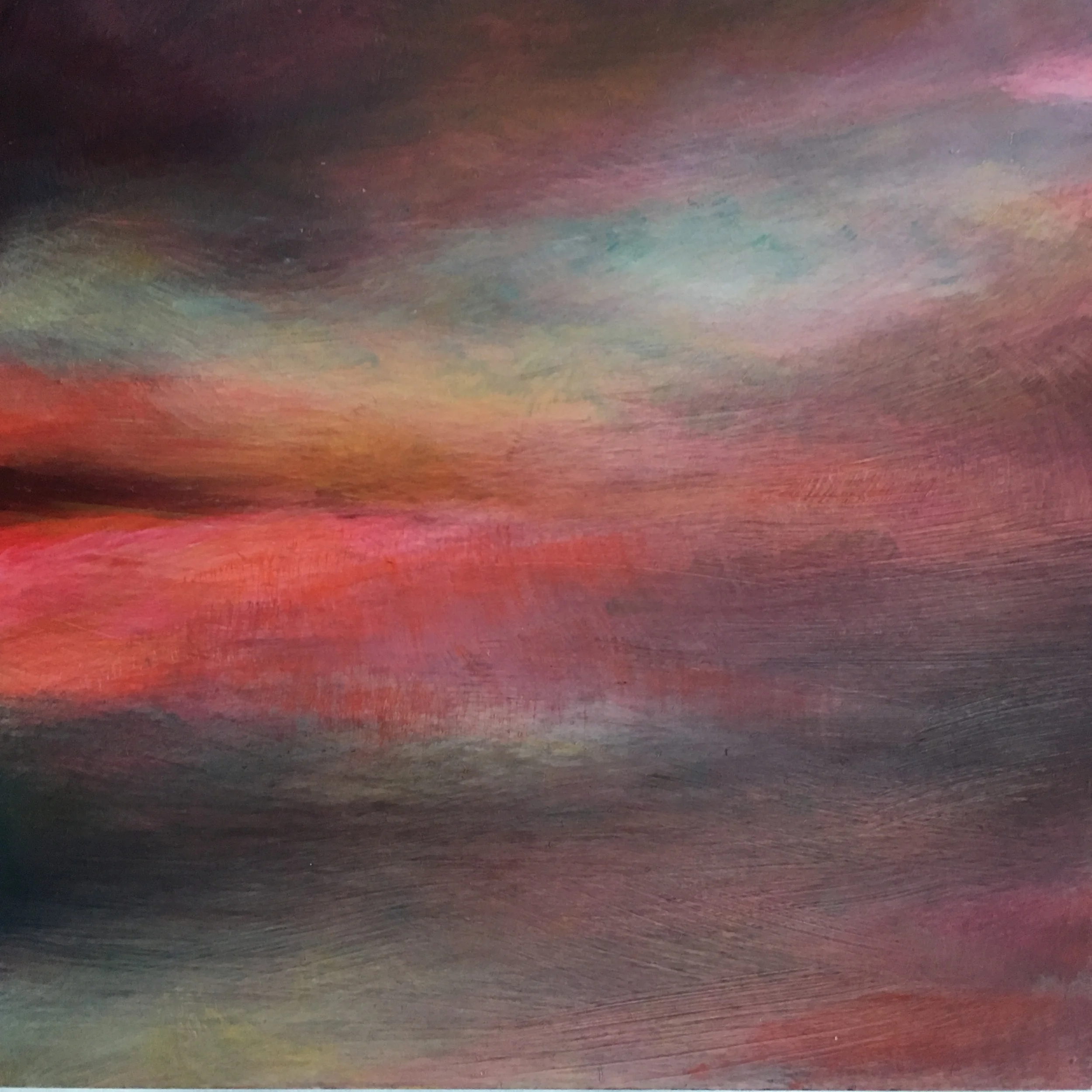 Transcending Red # XI oil on wood panel 6in x 6in sold