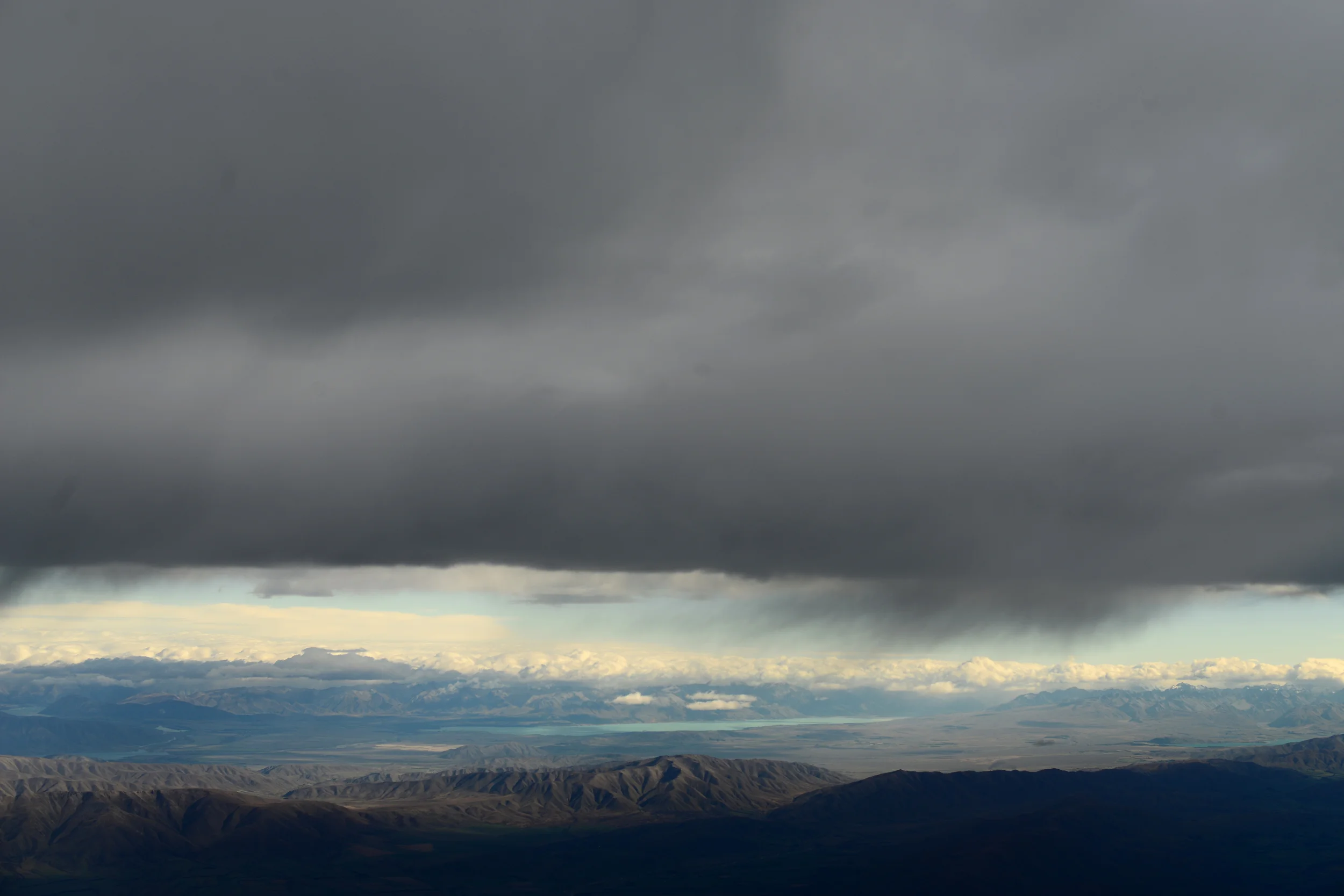 Ominous clouds flying into Southland from Christchurch.