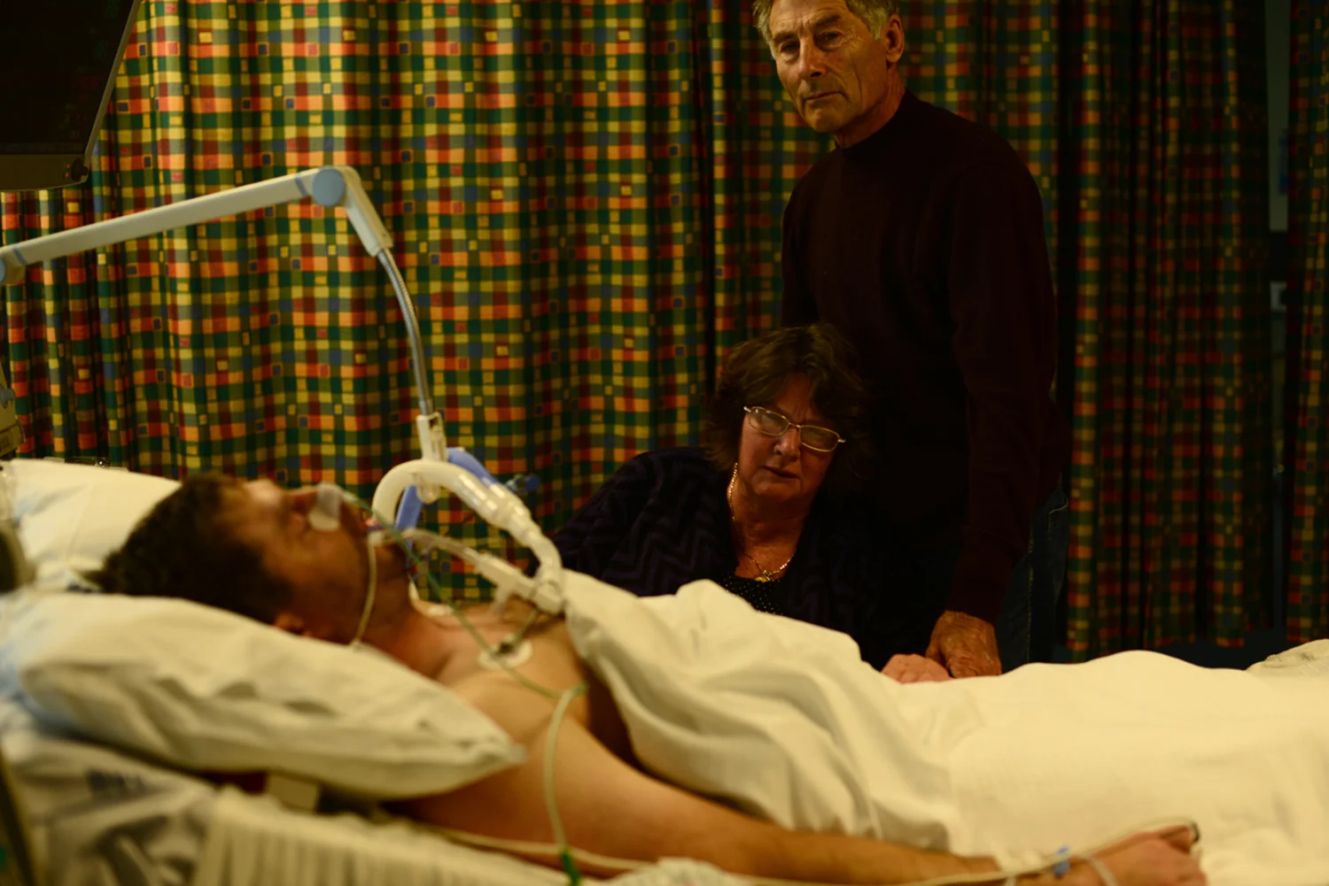 Mum and Dad with Matt on life support.
