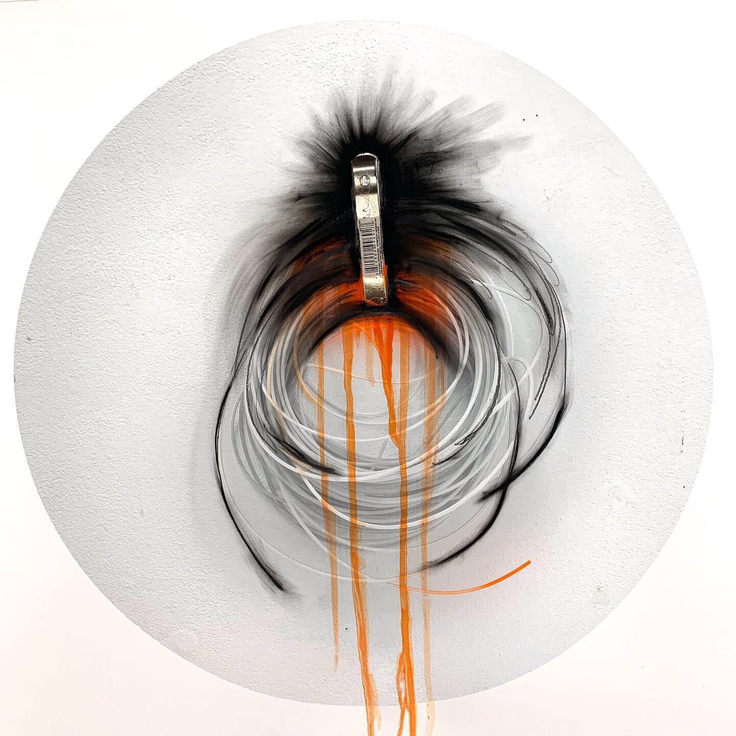 Would you believe this is a black-and-white photo of orange weed whacker string with orange watercolor and charcoal?
.
More and more and more work from our wonderful residency we have had with the Houston Center for Contemporary Craft and Houston Cen