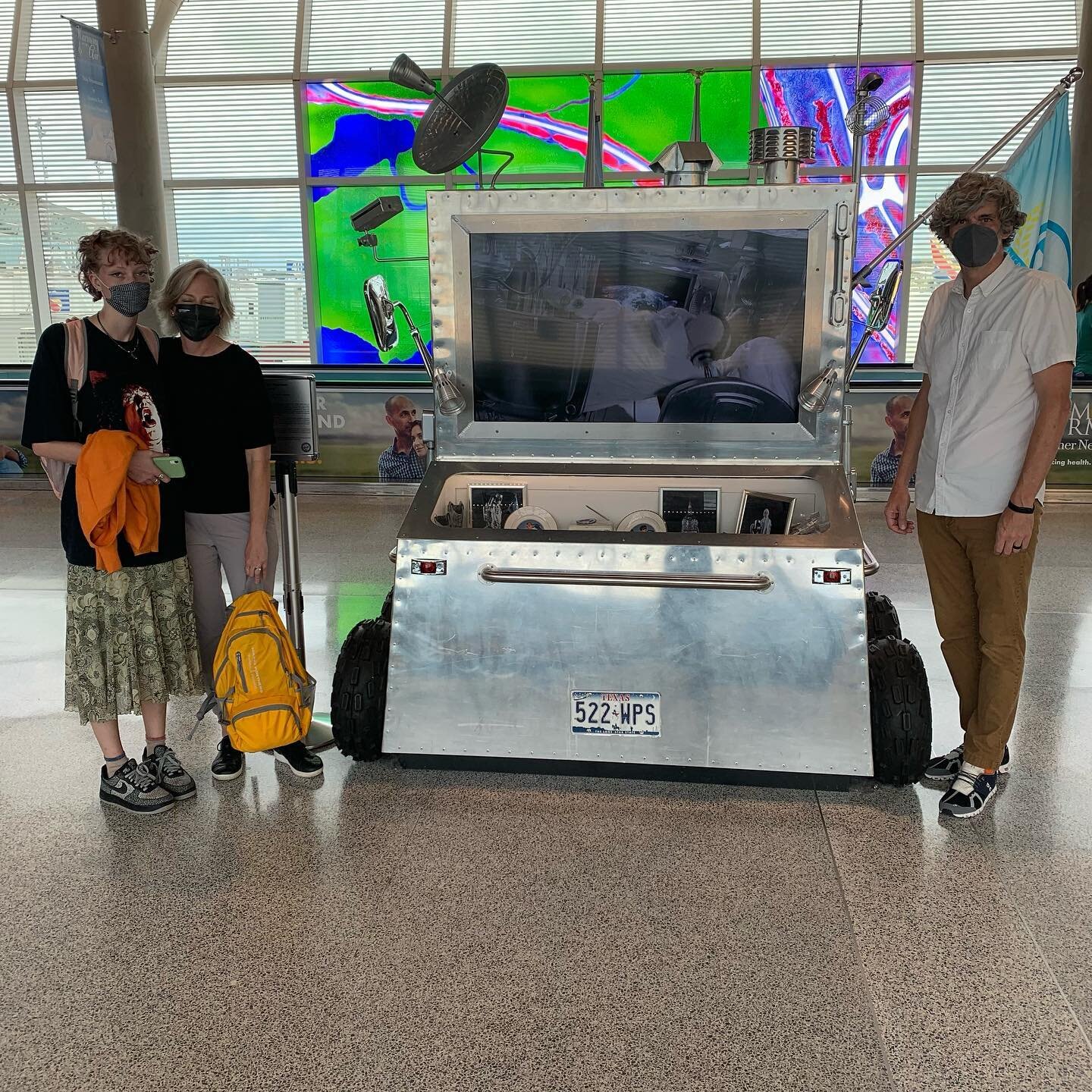 Traveling through Hobby Airport today!!! Stopping in front of our favorite work &ldquo;Higher Ground.&rdquo; The kids were to embarrassed to take the picture in front of the moon rover😂🥰
.
From little kids to teenagers!! Wow! How they have grown!!
