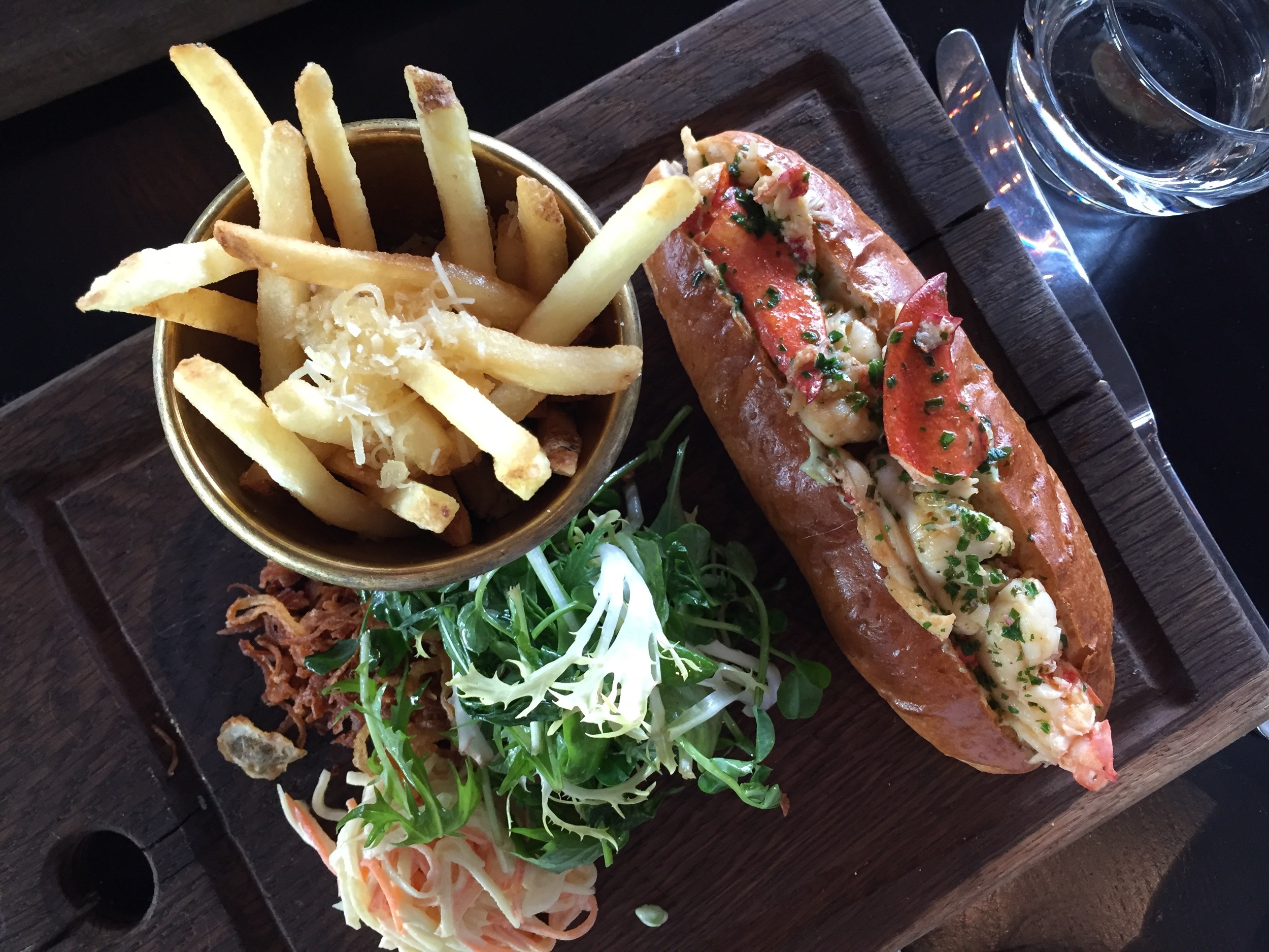 Lobster roll with truffle fries