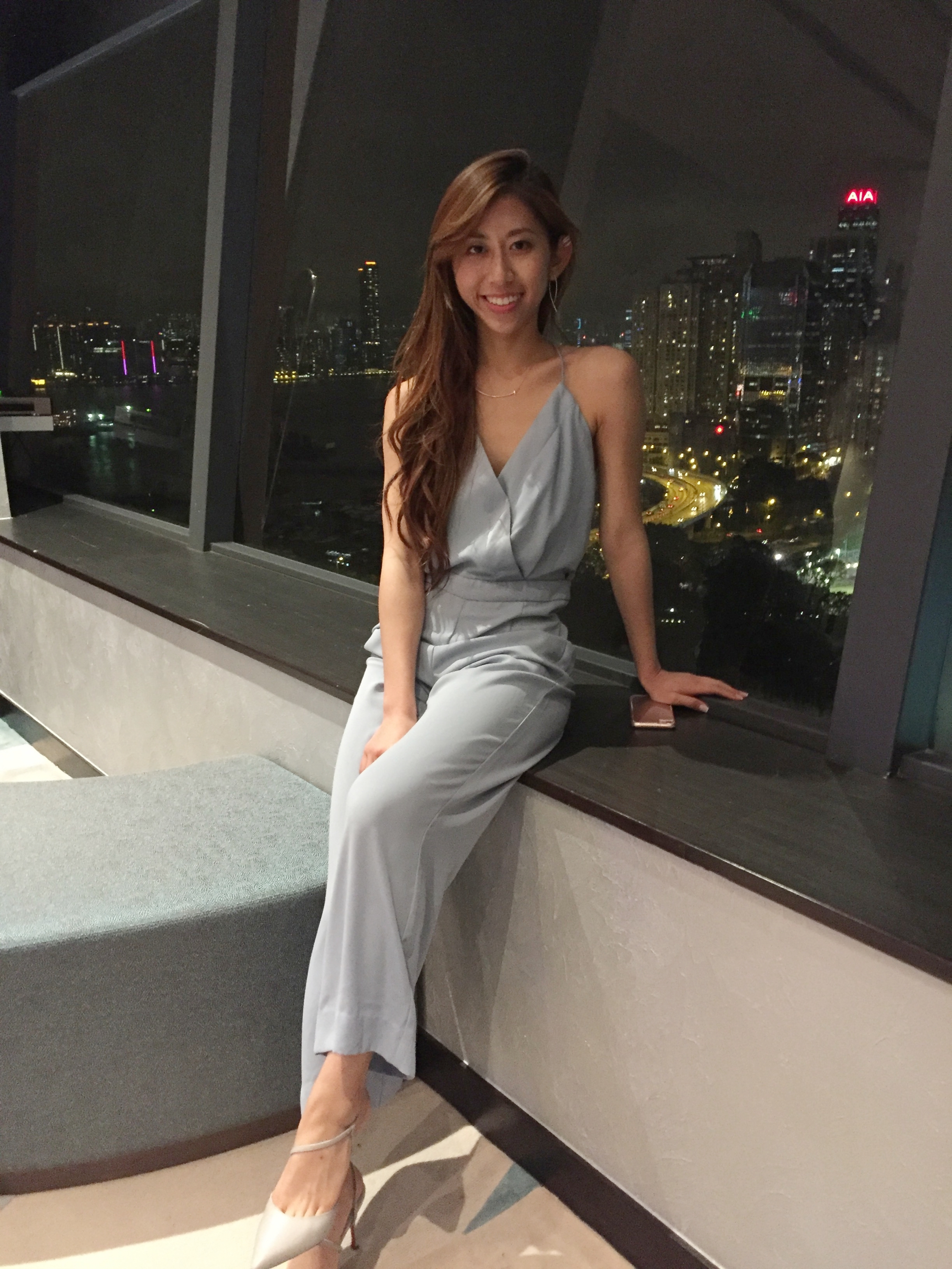 Zara jumpsuit / Staccato Pointed Toe Gloss Ankle Strap Heels (grey)