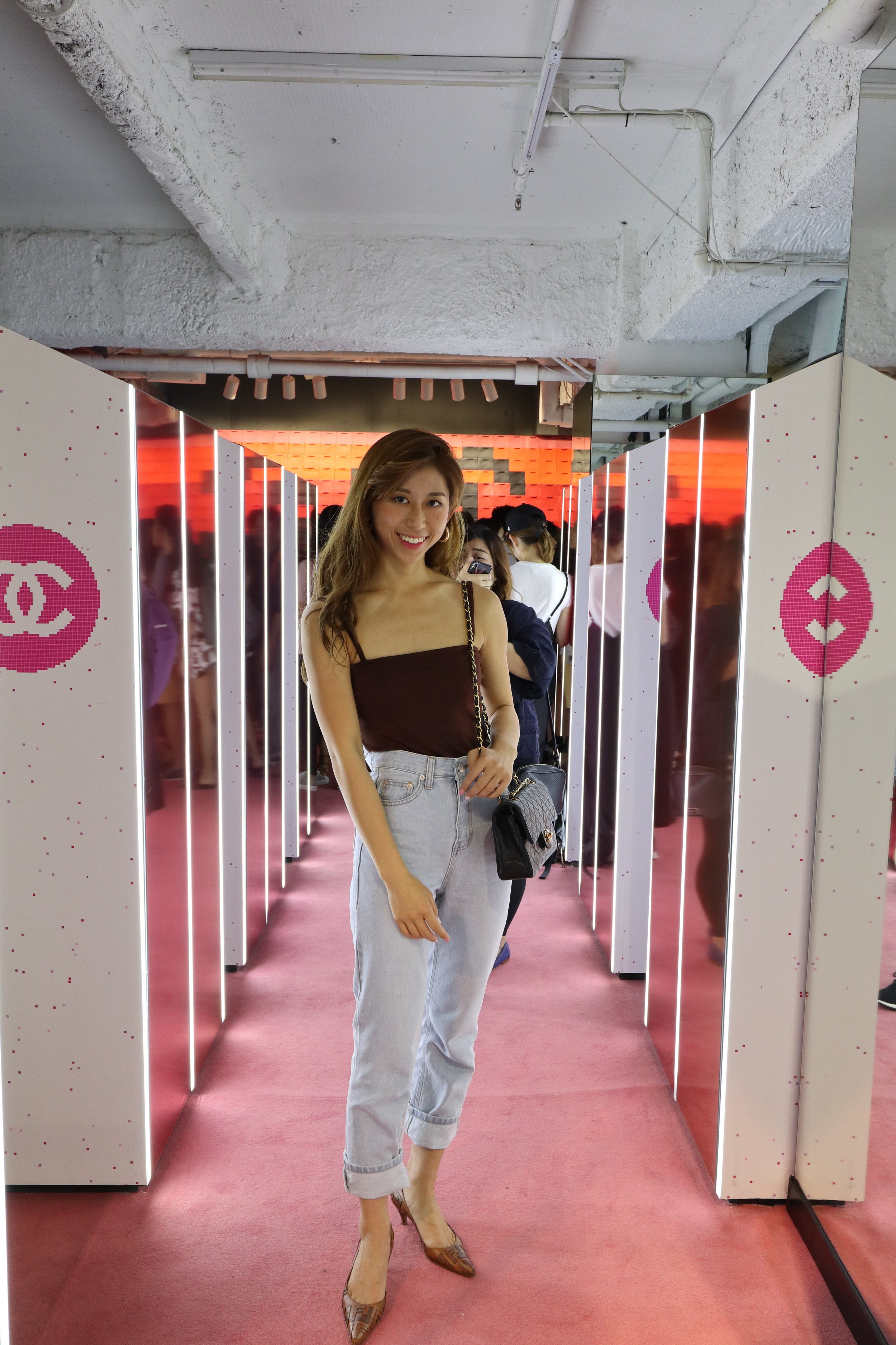 StudioDoe brown cami / StudioDoe light blue boyfriend jeans / Chanel classic flap / Fendi vintage mid-heels
