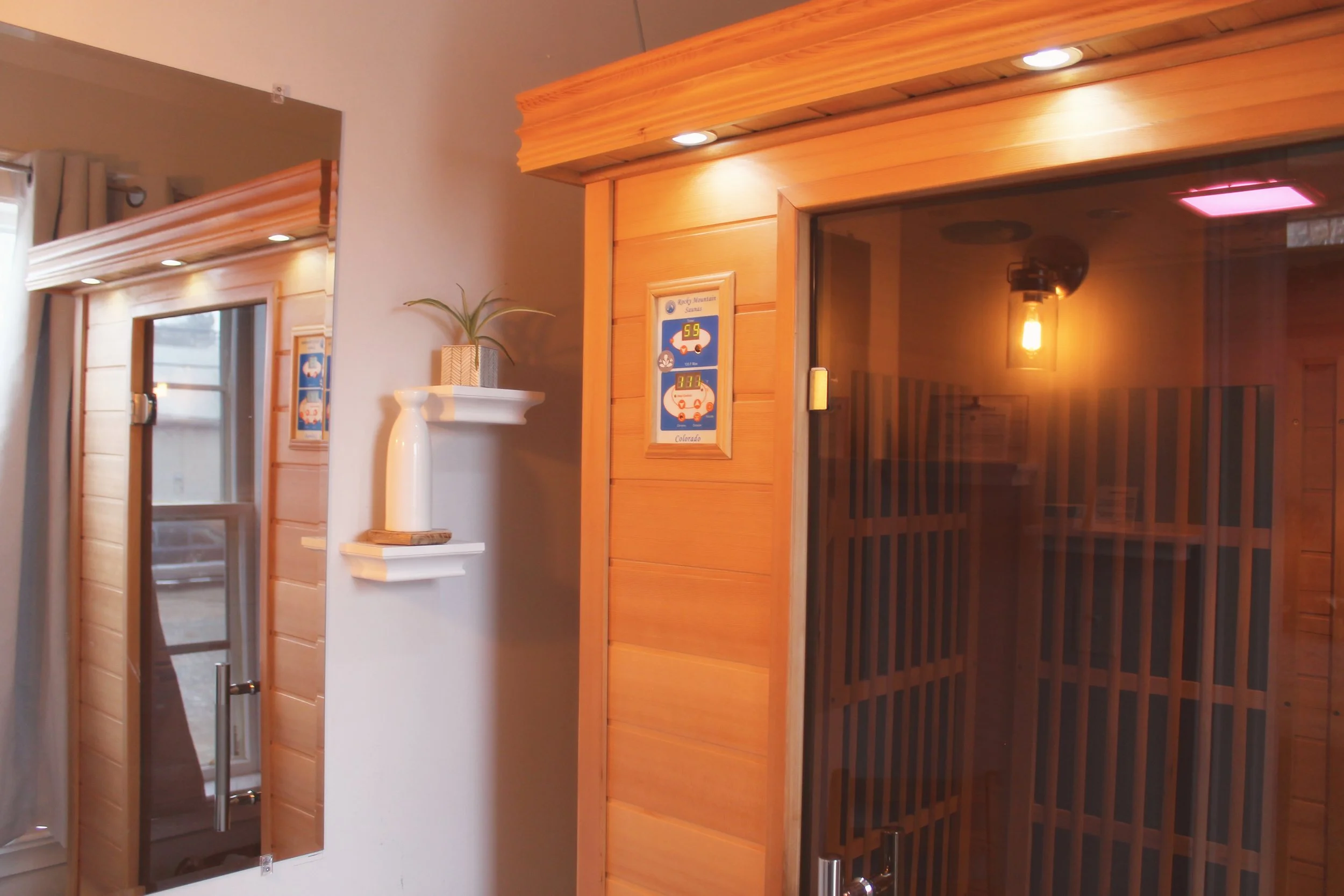 The far infrared sauna at The Fifth Om in Kennebunk, Maine