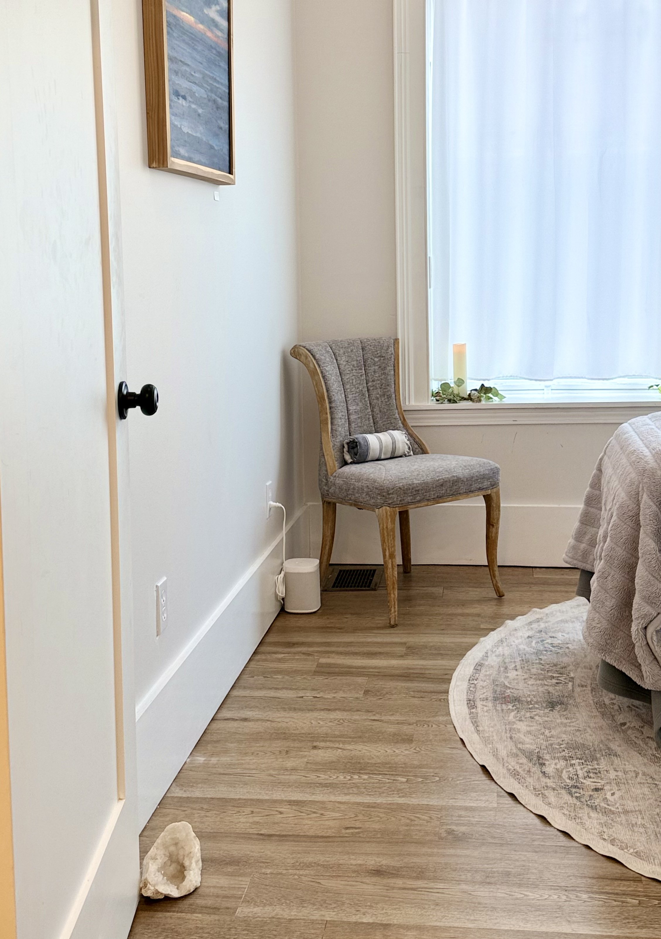 Light filled treatment room at The Fifth Om spa in Kennebunk