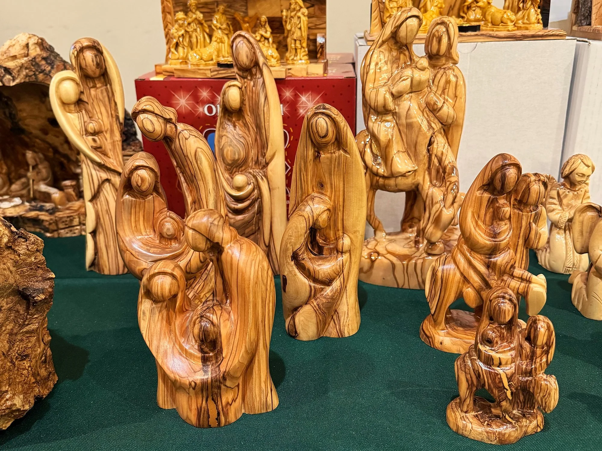Olive-wood Holy Family carvings