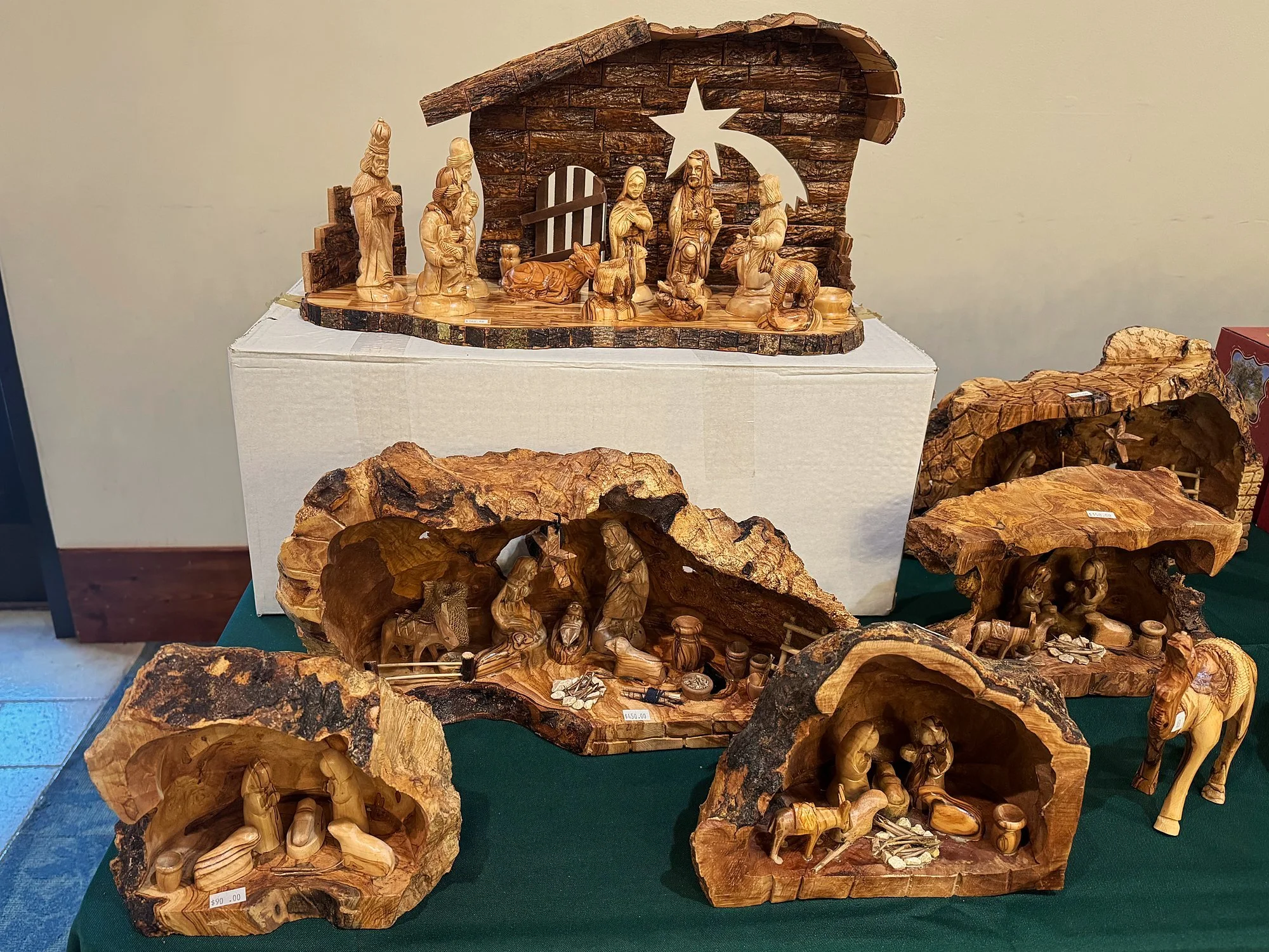 Hand-carved olive-wood nativity sets