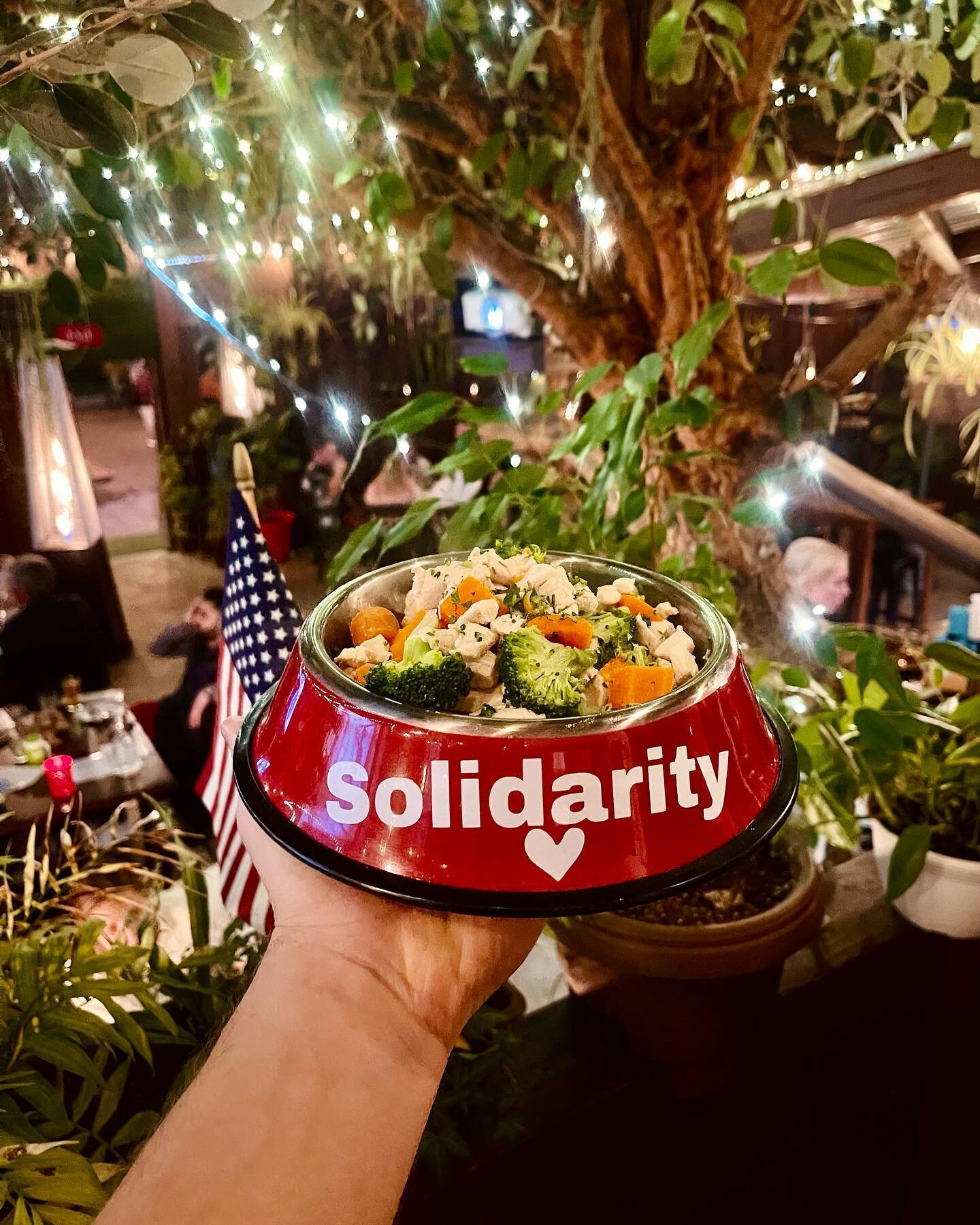 The doggy menu at Solidarity is available. 🐶Don&rsquo;t hesitate to bring your pet with you. Our heated patio is dog friendly! Woof! #dogs #dogfriends #dogsofinstagram #dogfood #santamonica