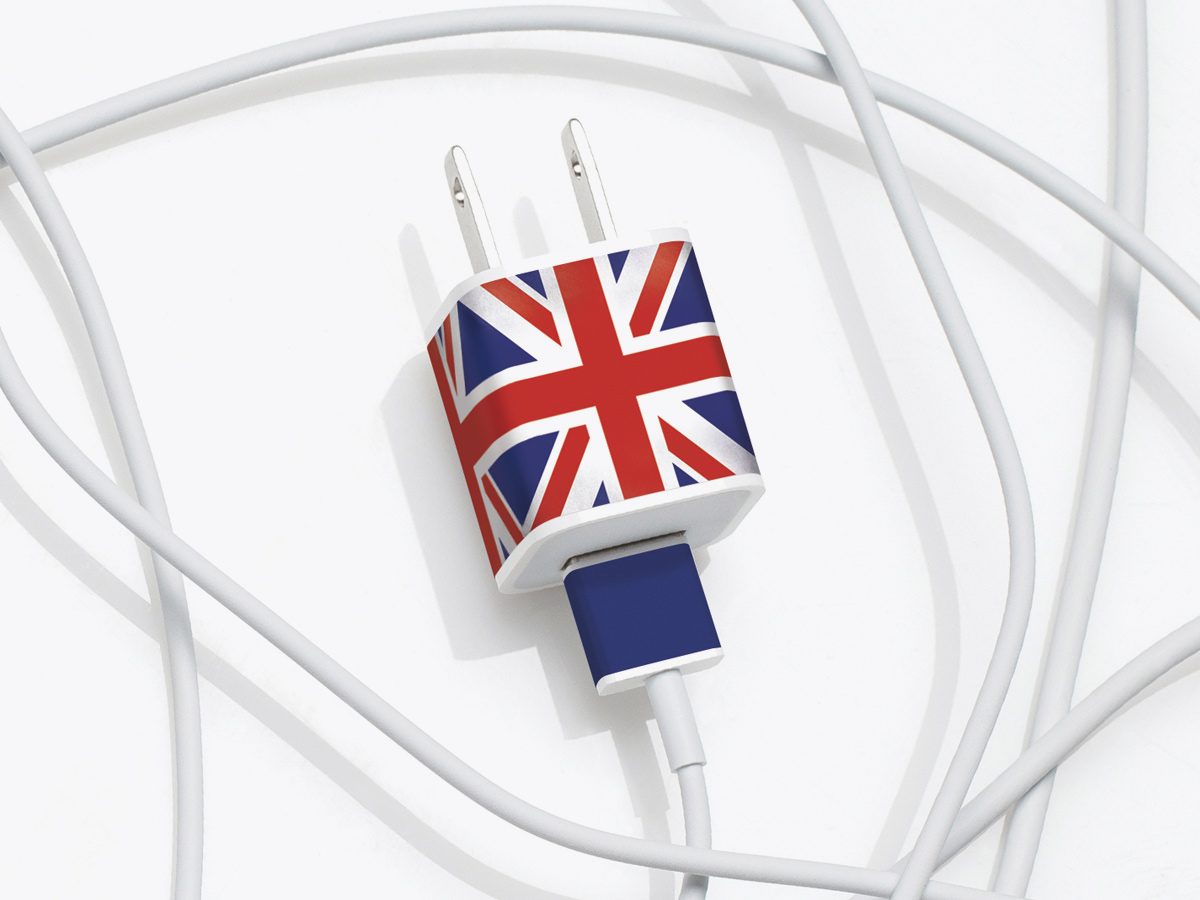 Meo's Union Jack British Flag Adhesive Label for Mac Charger