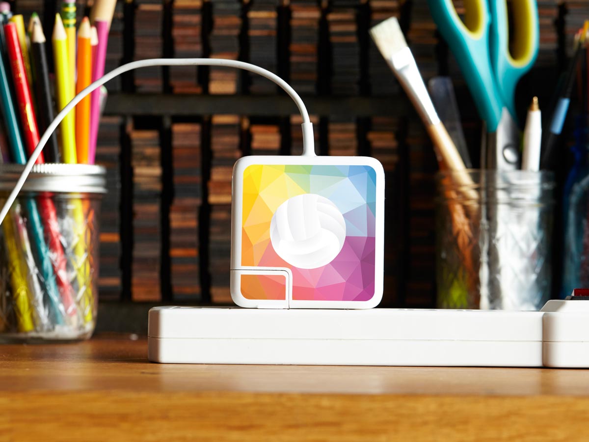Meo's Volleyball Geometric Removable Adhesive Label for Mac Chargers