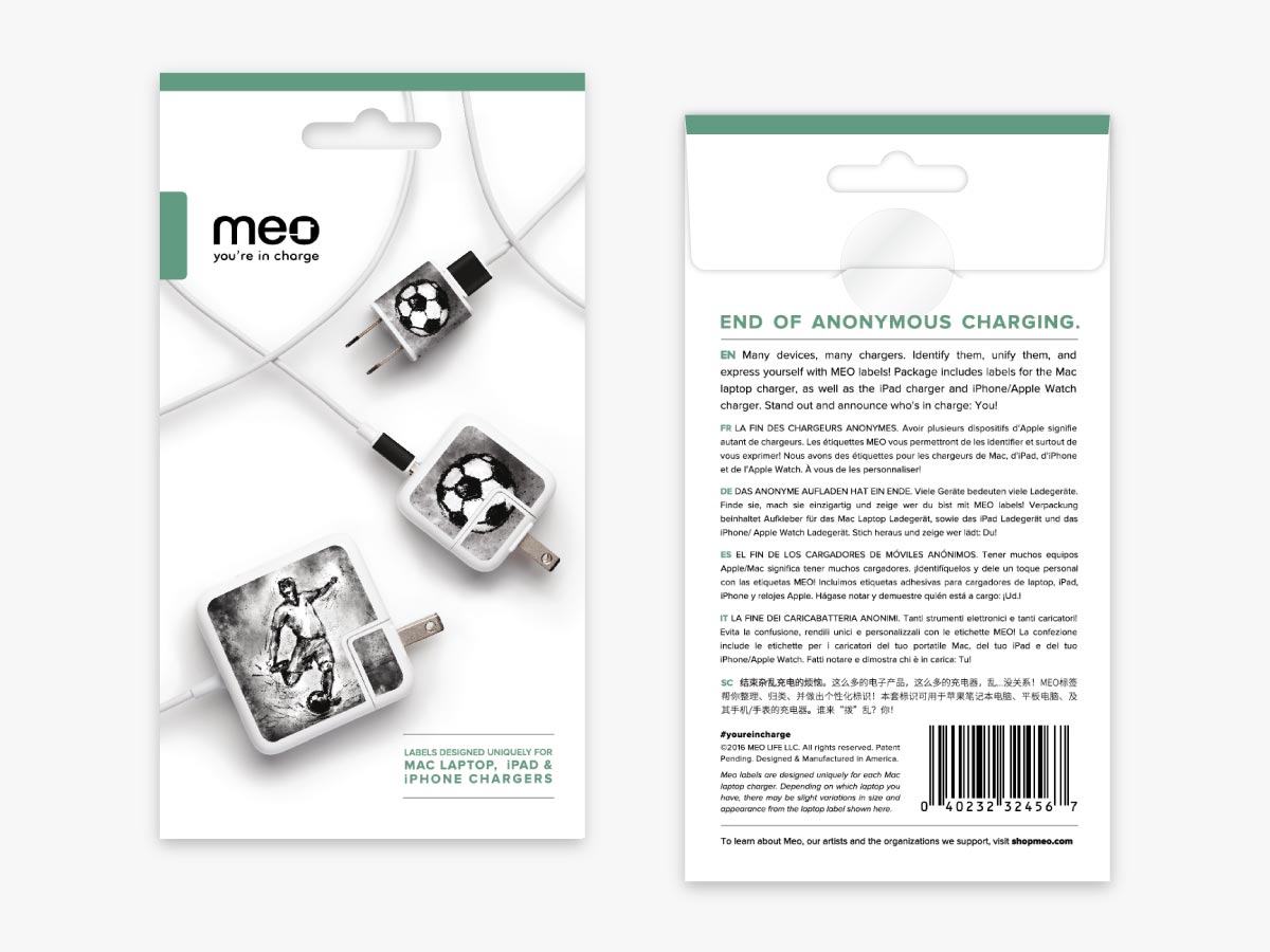 Meo's Soccer Removable Adhesive Label for Mac Chargers