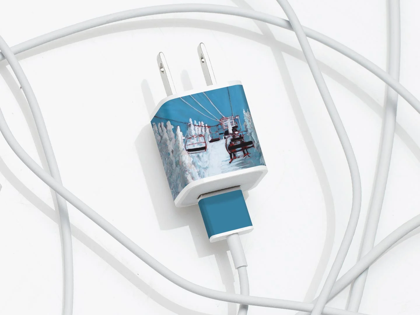 Meo's Michel Poirier's Skiers Removable Adhesive Label for Mac Chargers