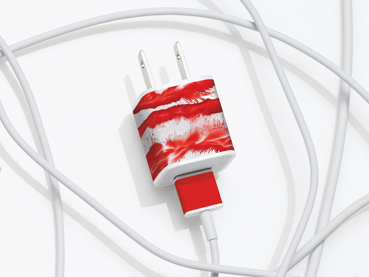 Meo's Daniela Wicki WOW removable adhesive label for iPhone charger