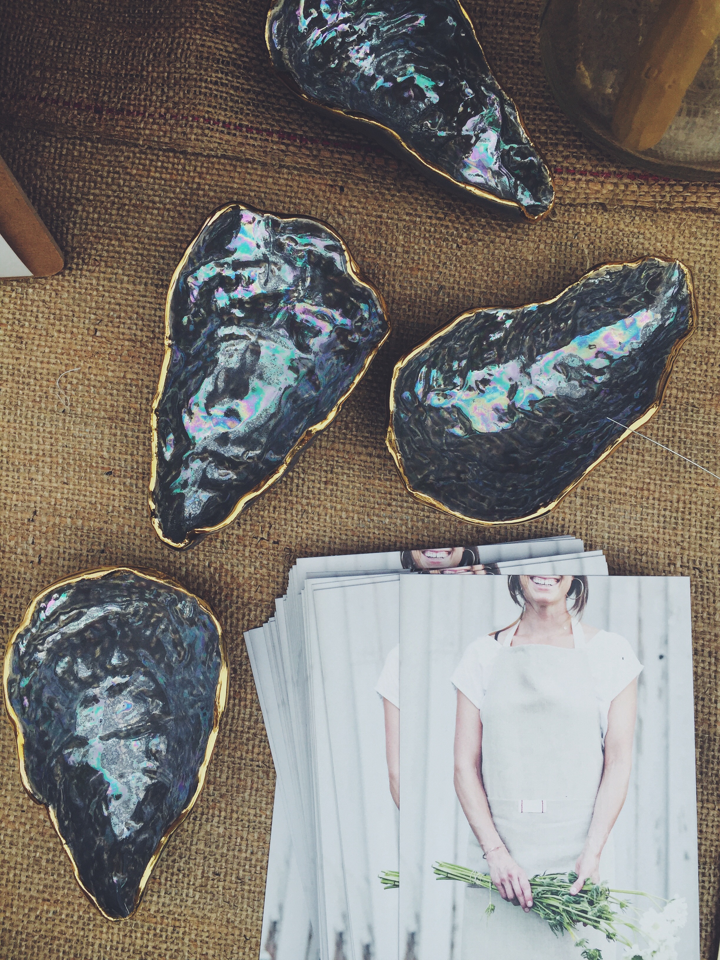 Heirloomed Collection, Oyster Shell Jewelry Dishes in Grey