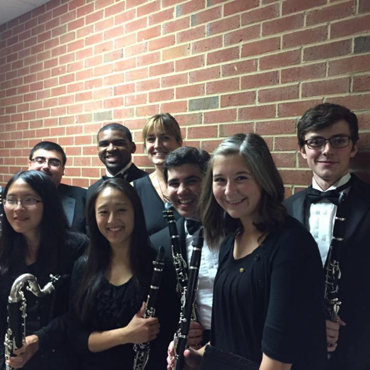 Dr. Jones with the Wind Ensemble clarinet section.