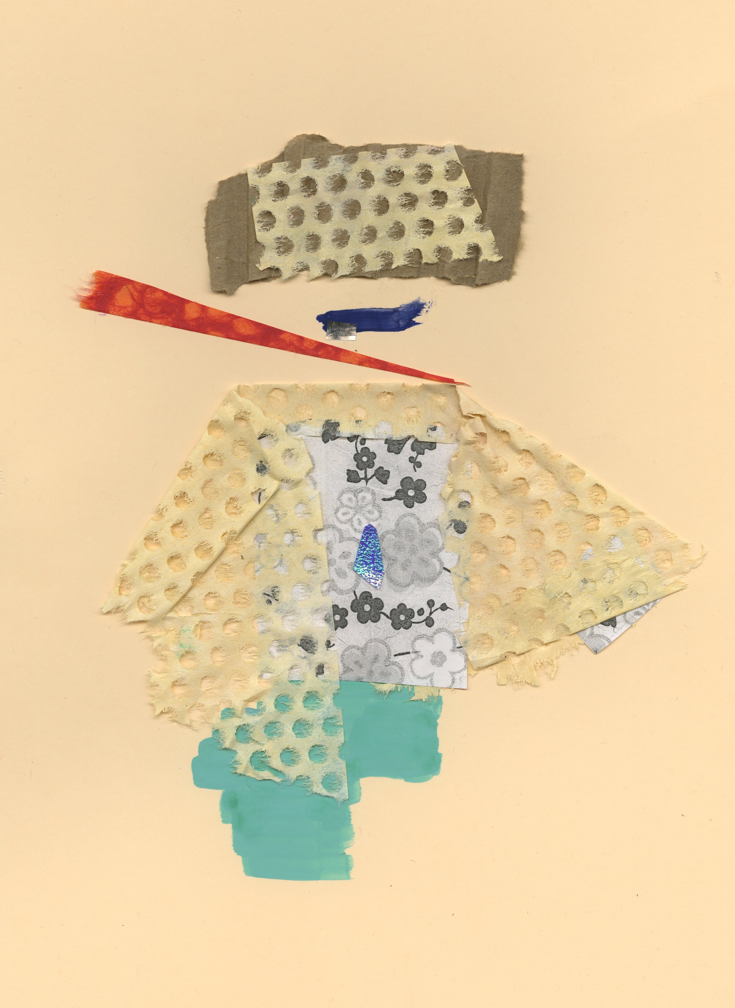 Southwestern Witch Late For Class Gouache and Collage 2016