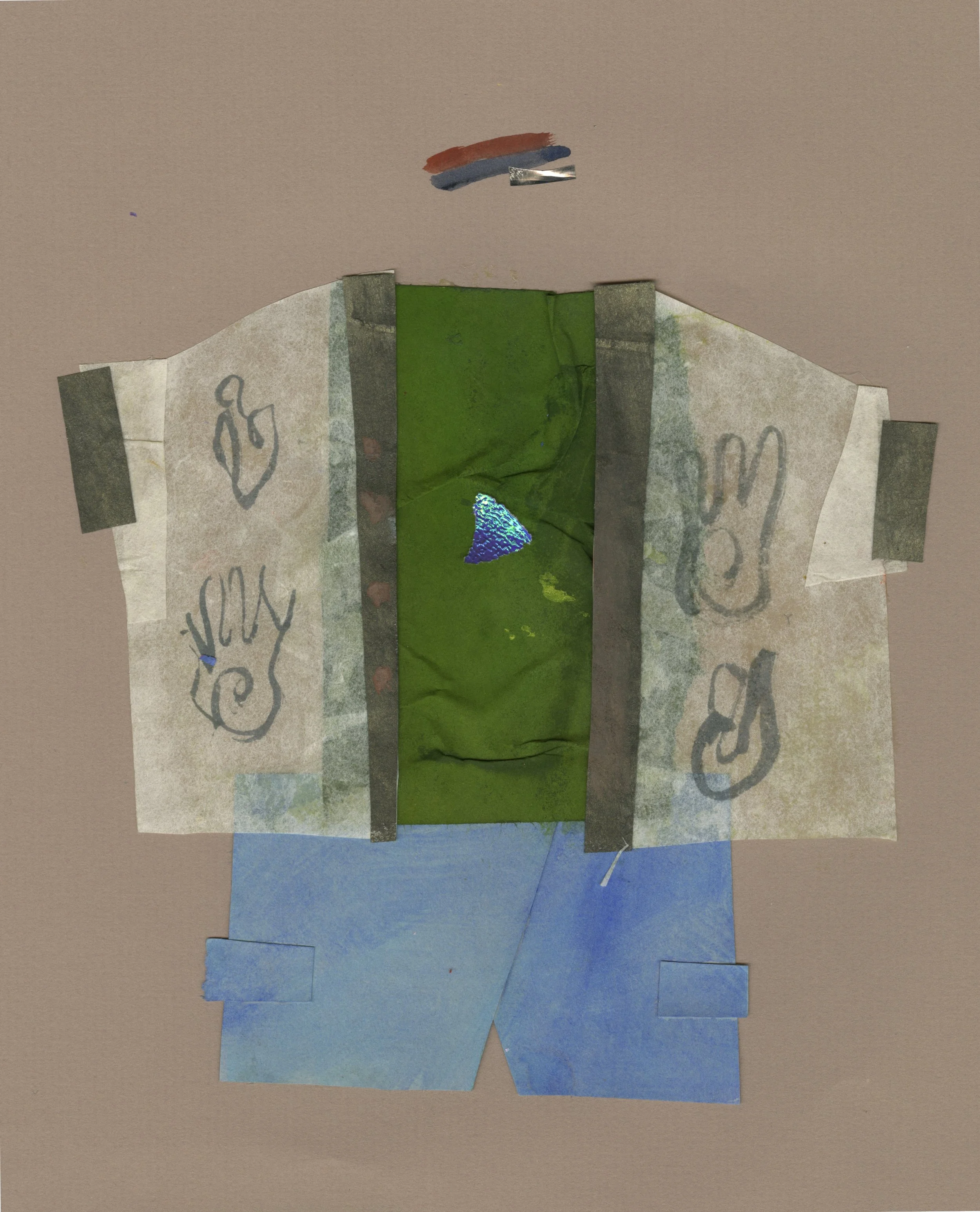 Forest Boy Who Overslept Gouache and Collage 2016