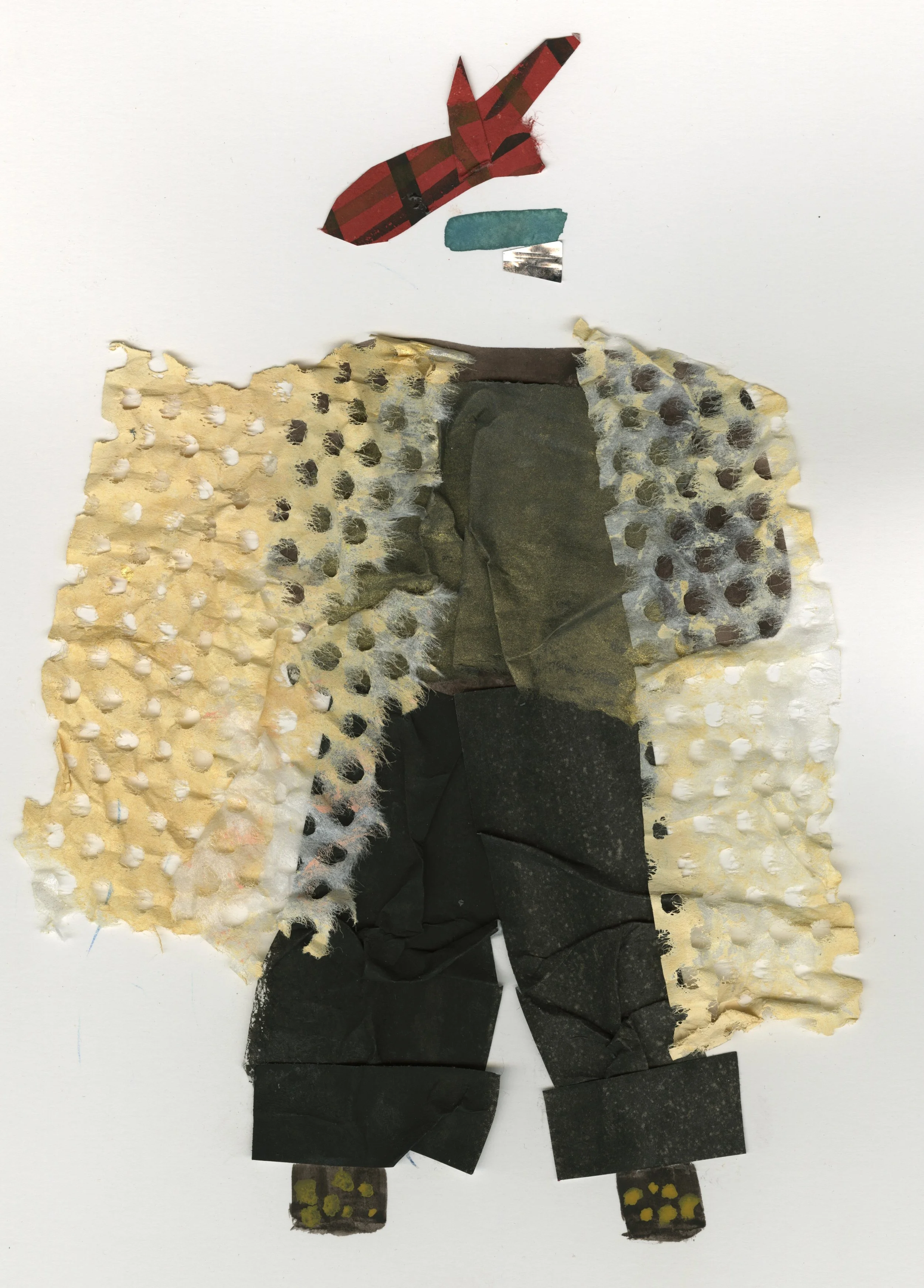 Spooky Fabric Pod Gouache and Collage 2016