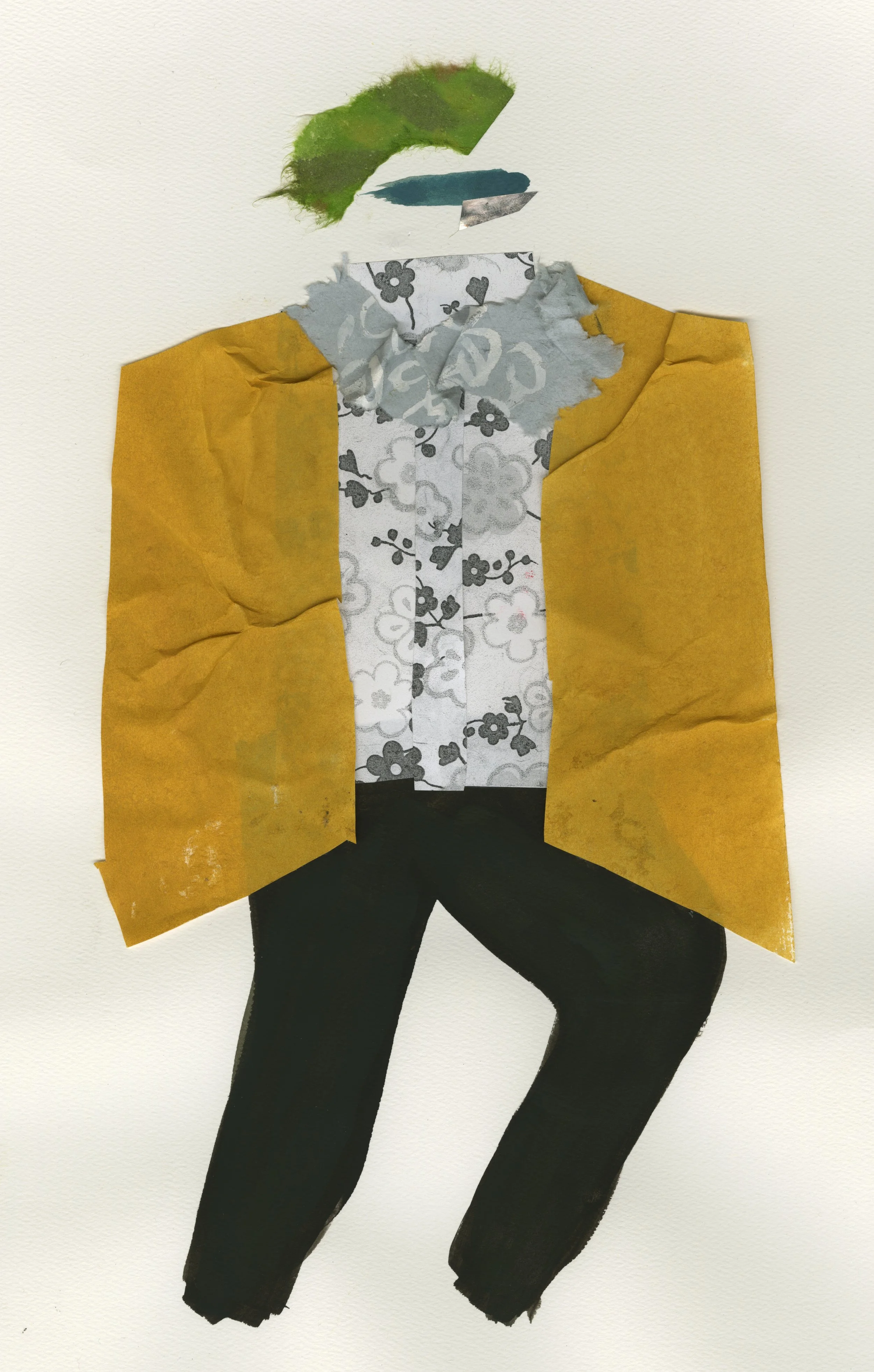 Autumn Flower Boy Gouache and Collage 2016