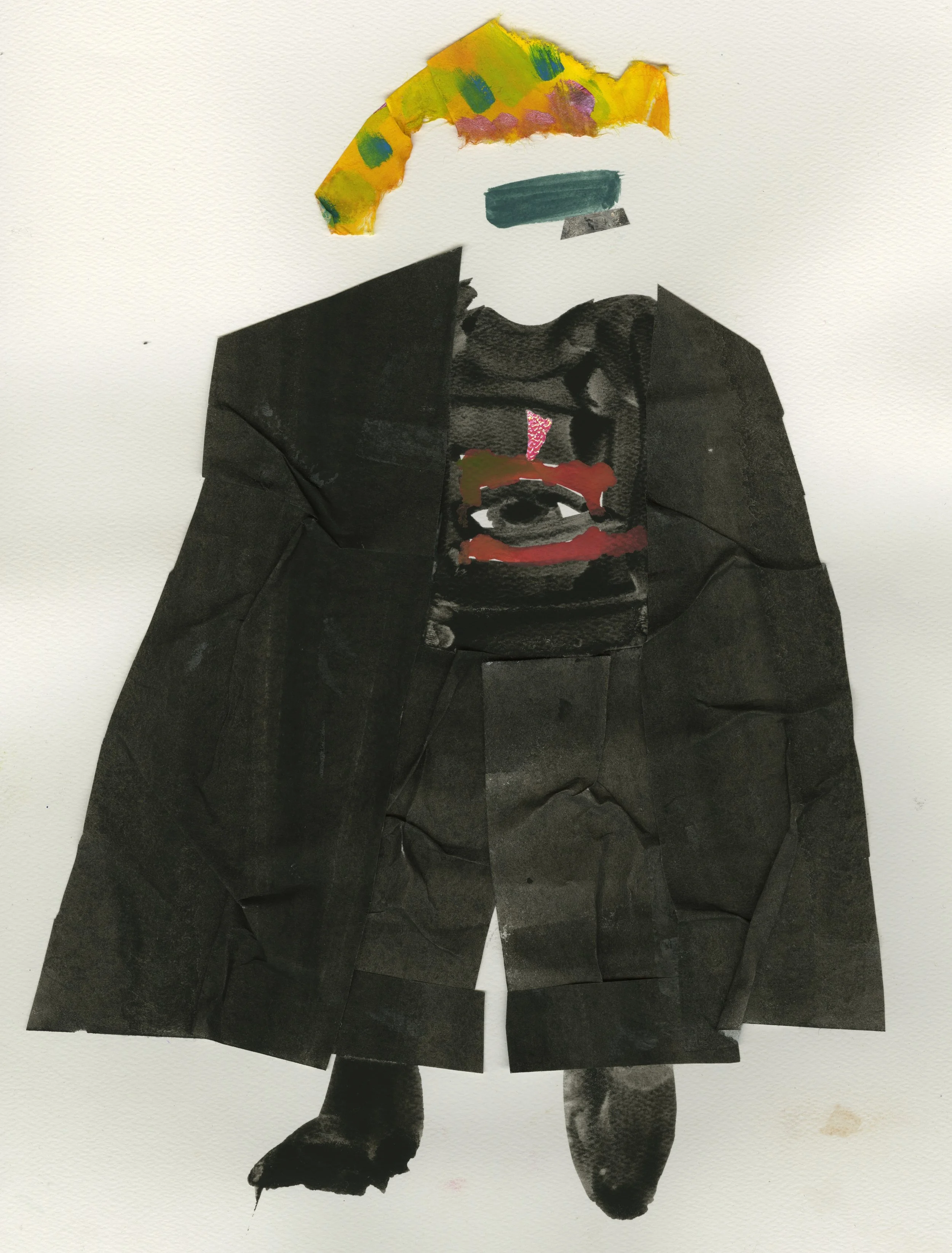 Spooky Psychic Boy Gouache and Collage 2016