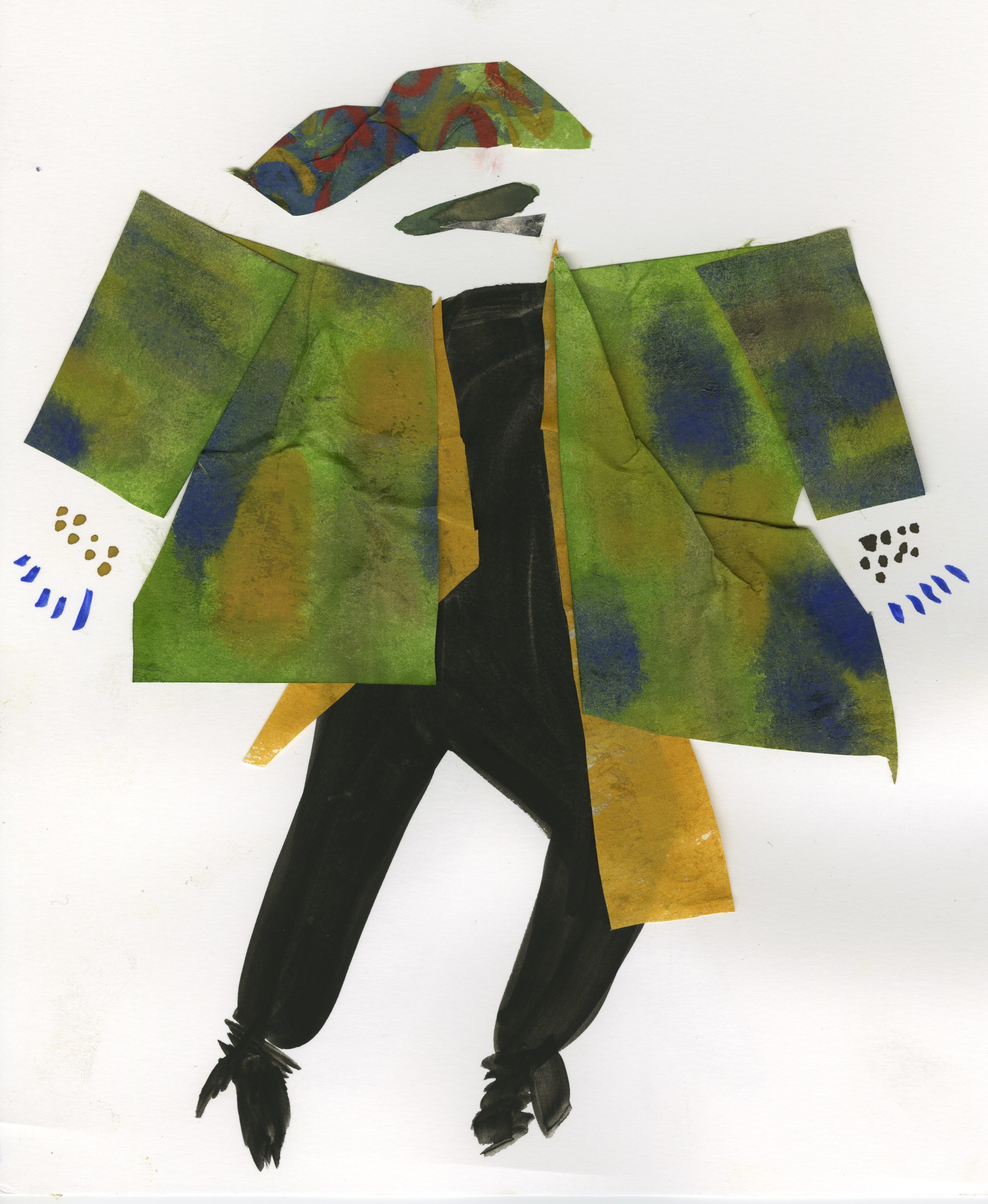 Witch Boy in Formal Regalia Gouache and Collage 2016