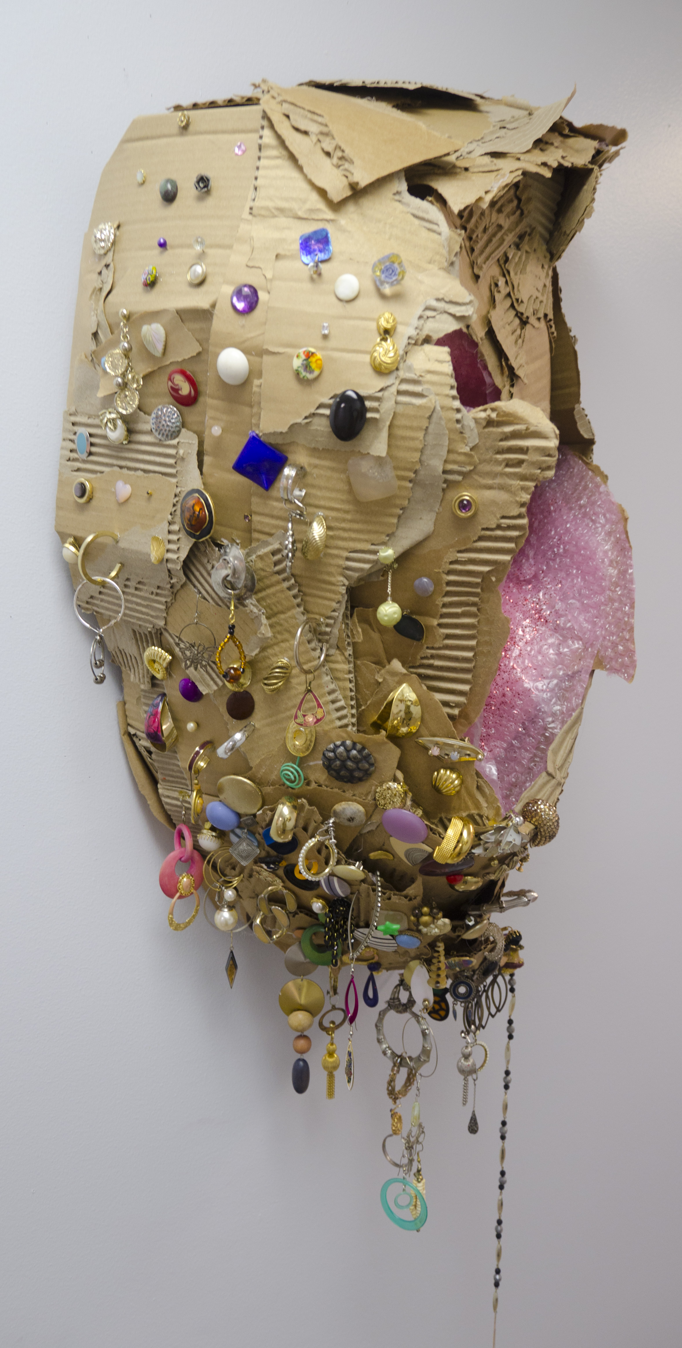   The Right Side &nbsp;(Detail)  Cardboard, bubblewrap, glitter and earrings&nbsp;  2016 