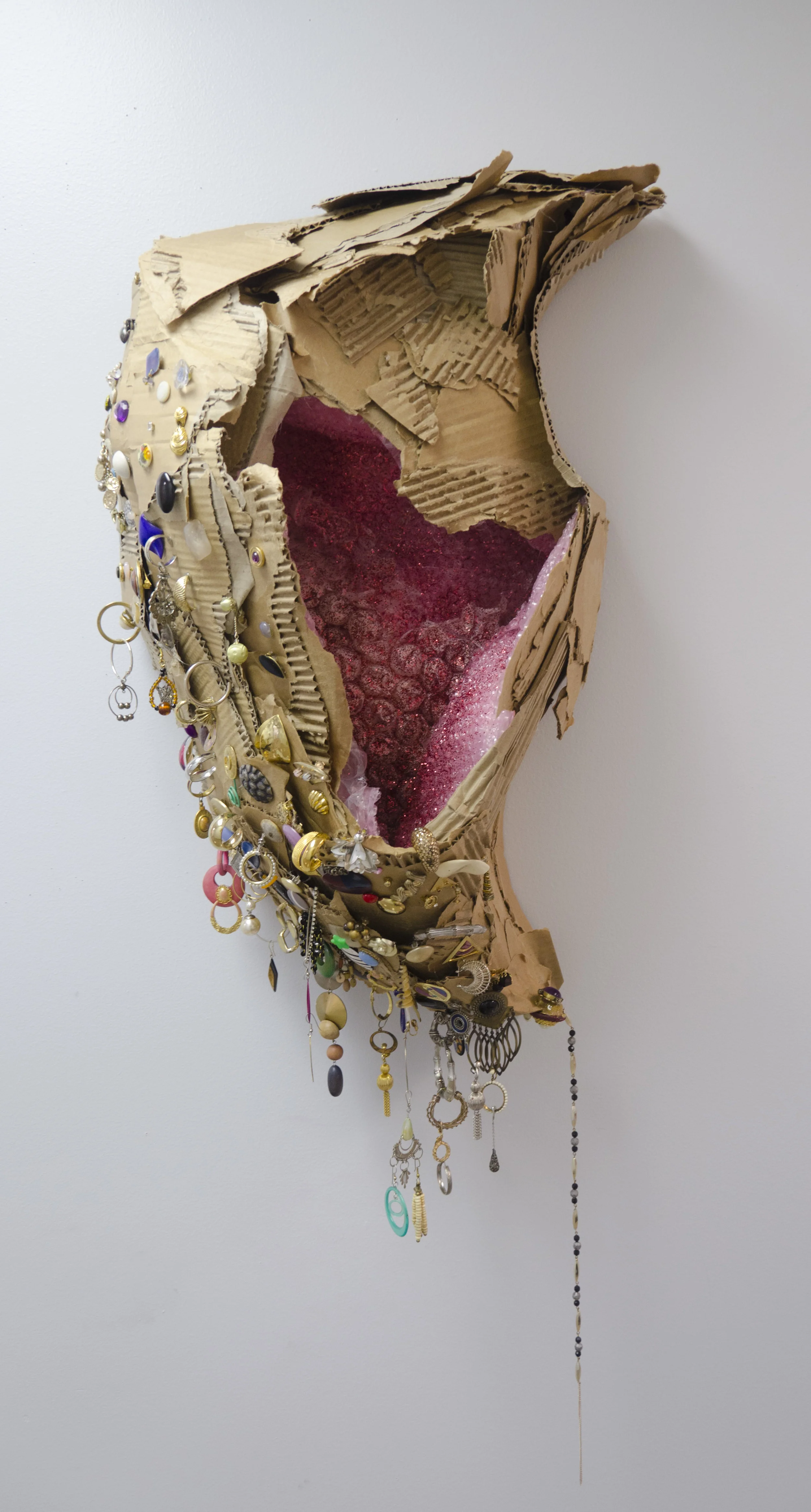   The Right Side &nbsp;  Cardboard, bubblewrap, glitter and earrings&nbsp;  2016 