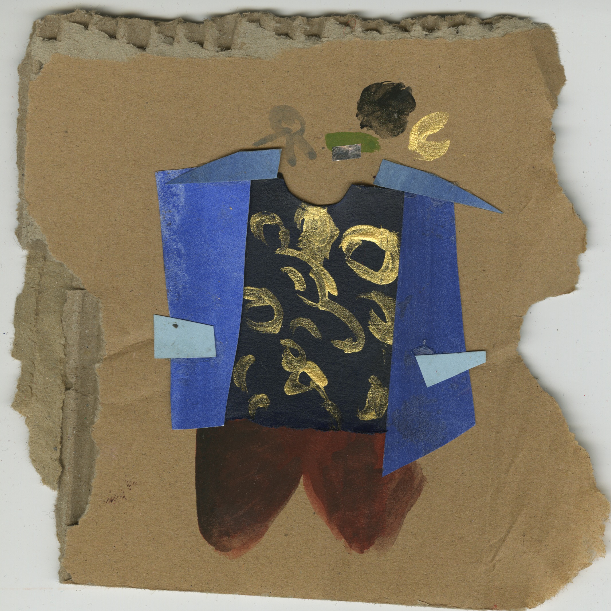 Denim and Chains Gouache and Collage 2016