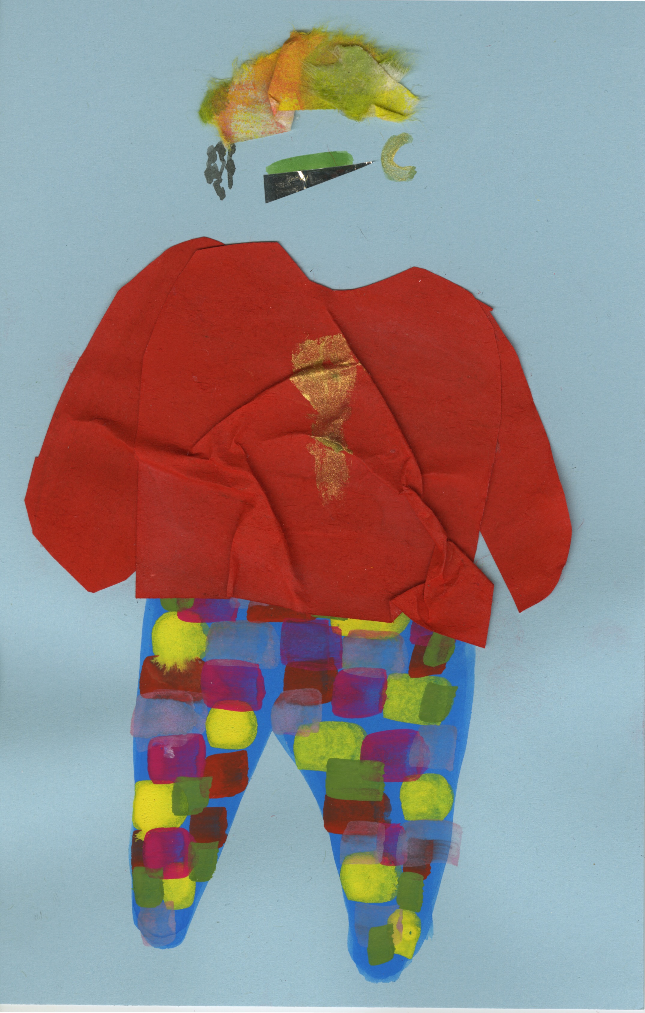 Neon Sweater Baby Gouache and Collage 2016