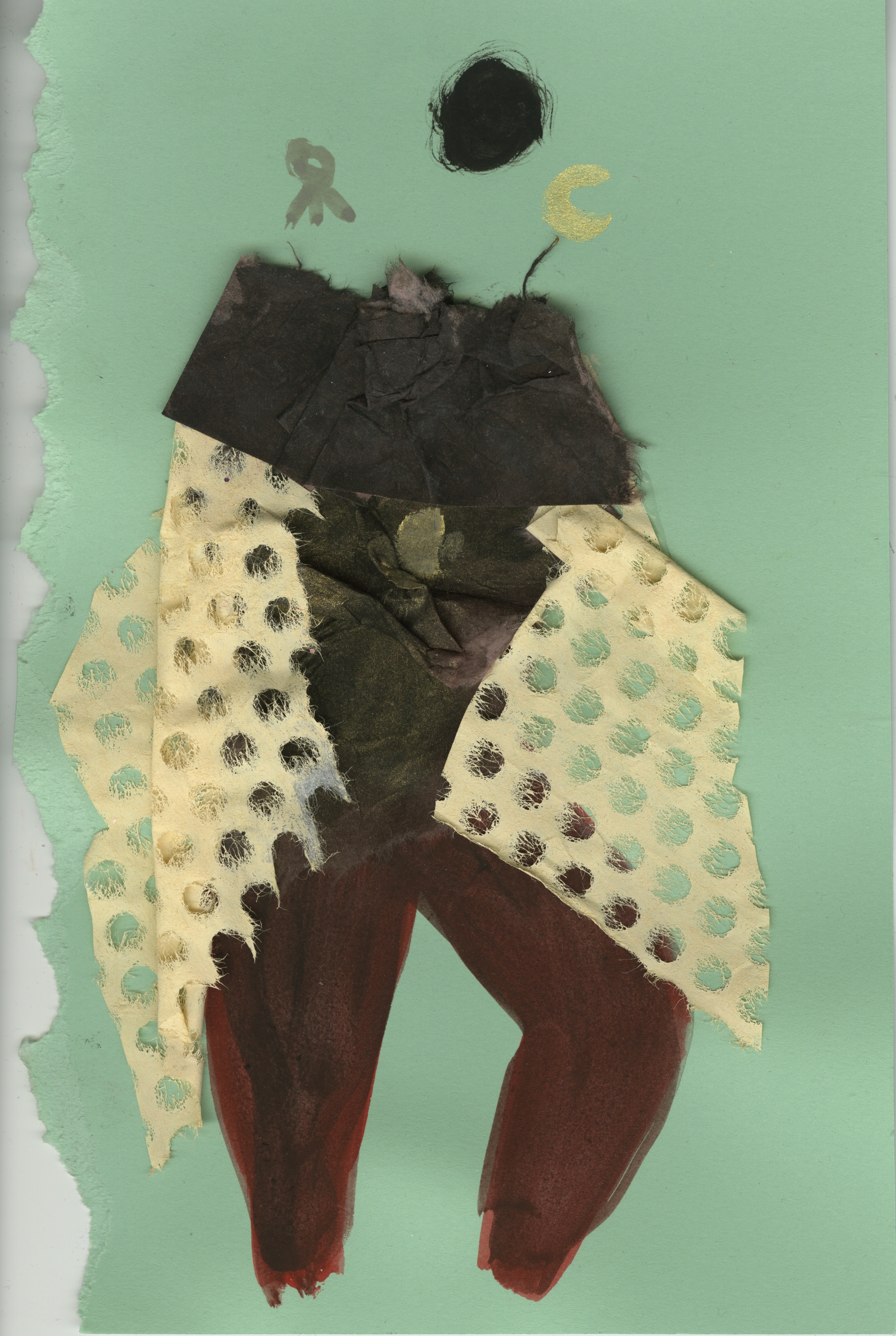 Woven Basket Baby Gouache and Collage 2016