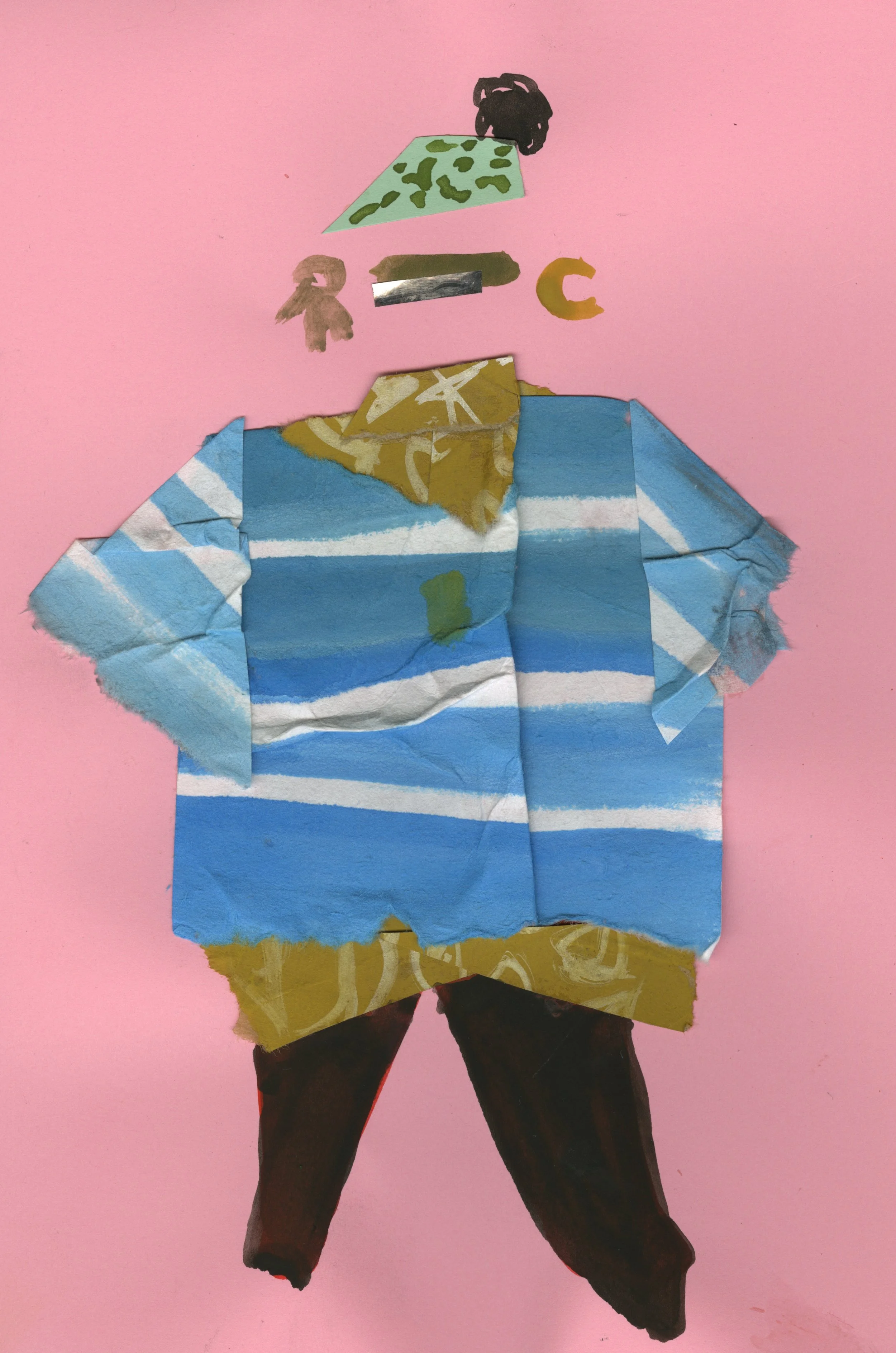 Library Boy Chic Gouache and Collage 2016