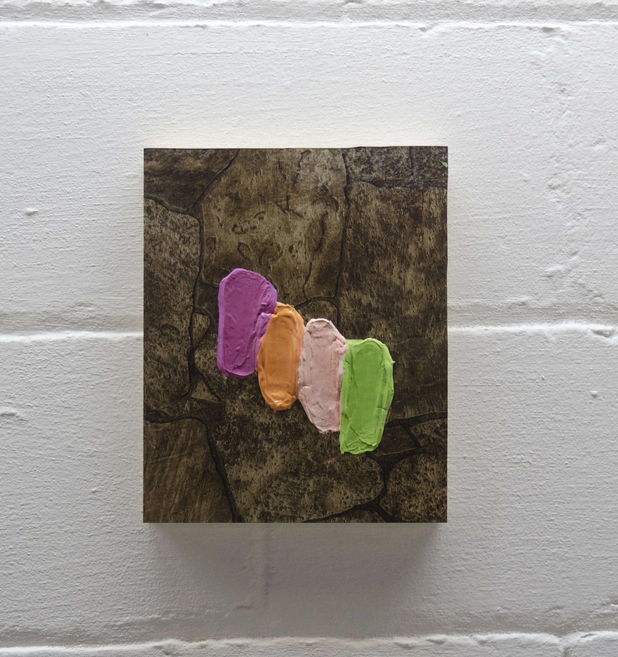   Petals   2017  Acrylic modeling paste, acrylic, and linoleum, on wood panel 